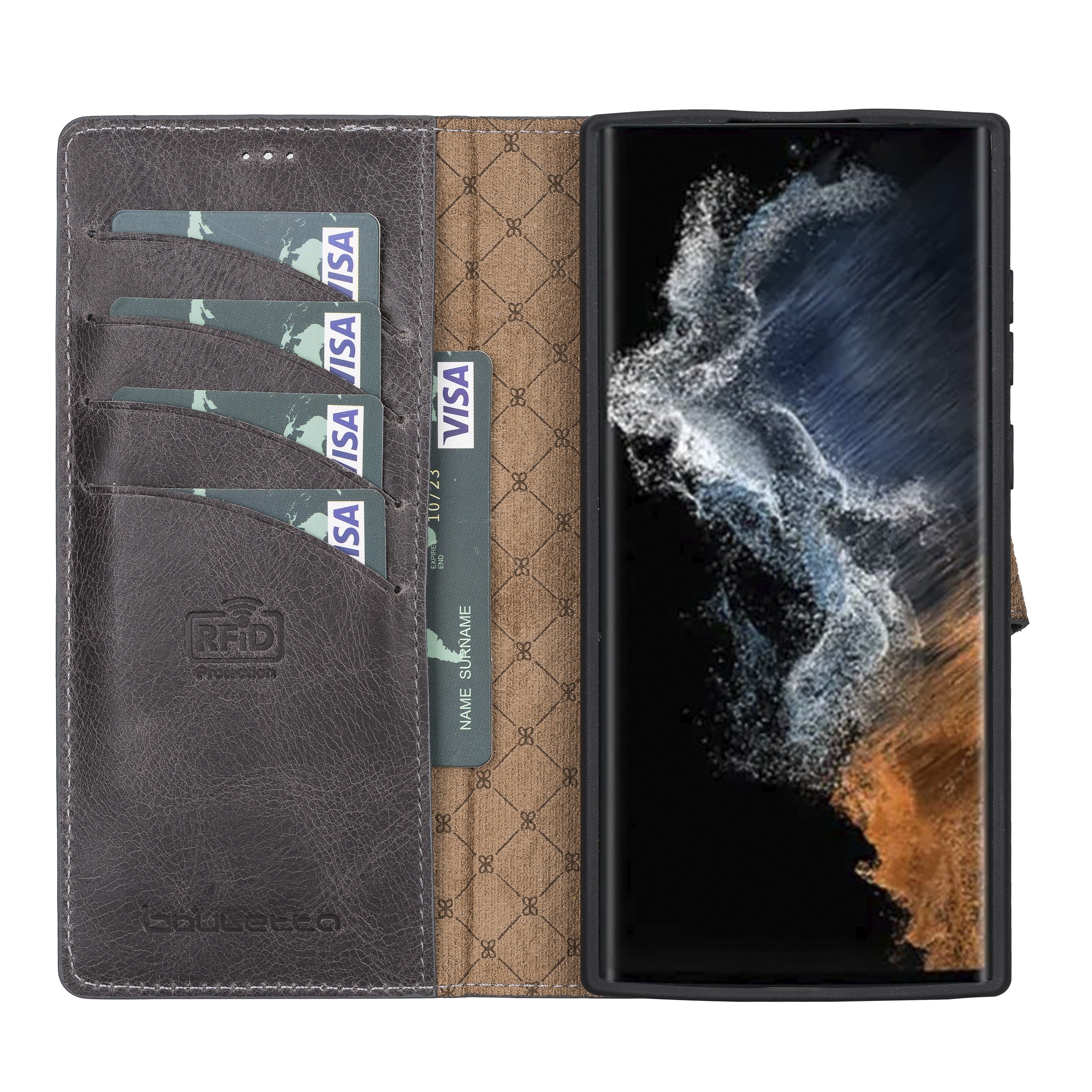 BOULETTA MAGNETISCH ABNEHMBARE LEDERHÜLLE FÜR SAMSUNG GALAXY S22 Ultra - Grau