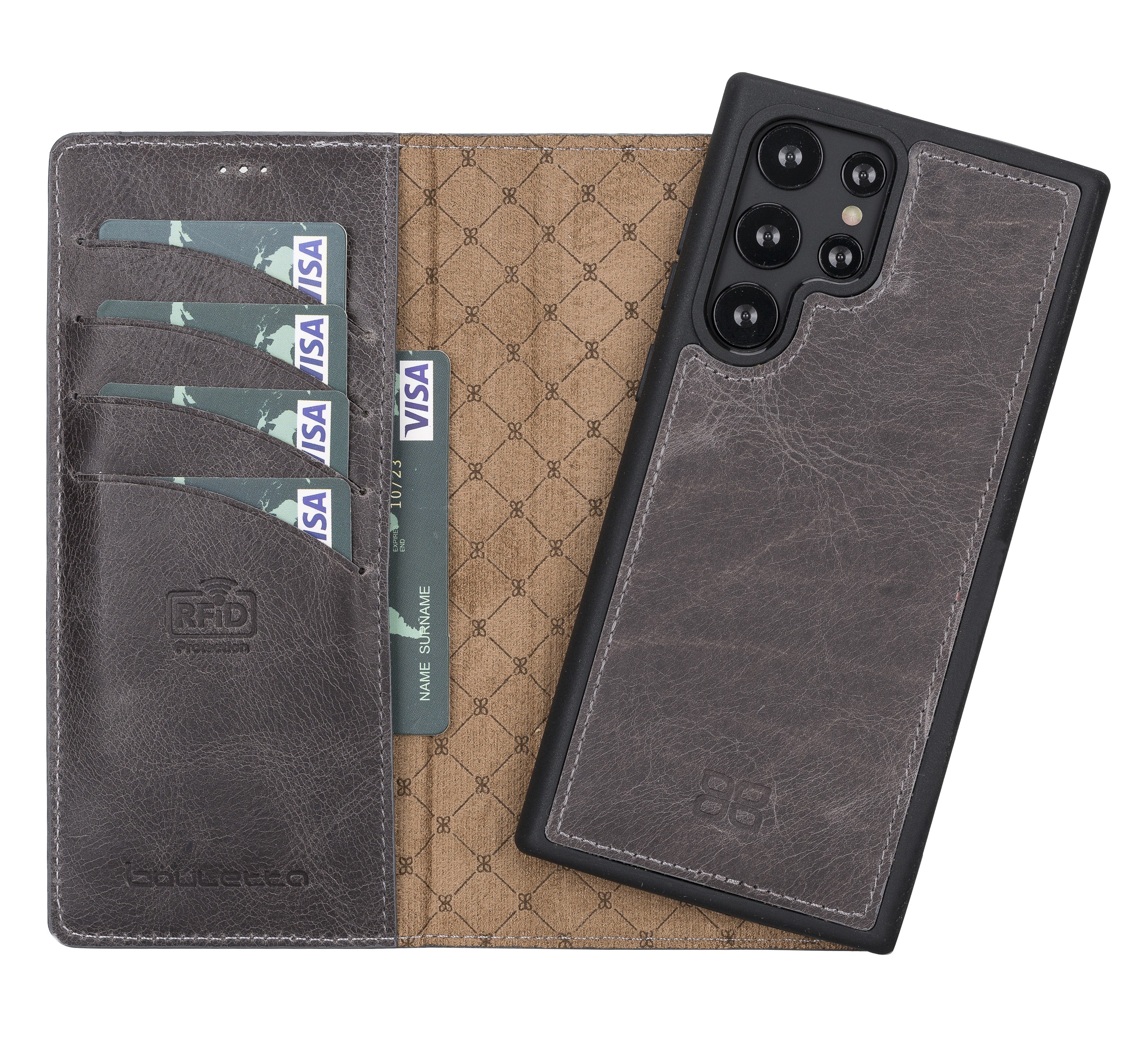 BOULETTA MAGNETISCH ABNEHMBARE LEDERHÜLLE FÜR SAMSUNG GALAXY S22 Ultra - Grau