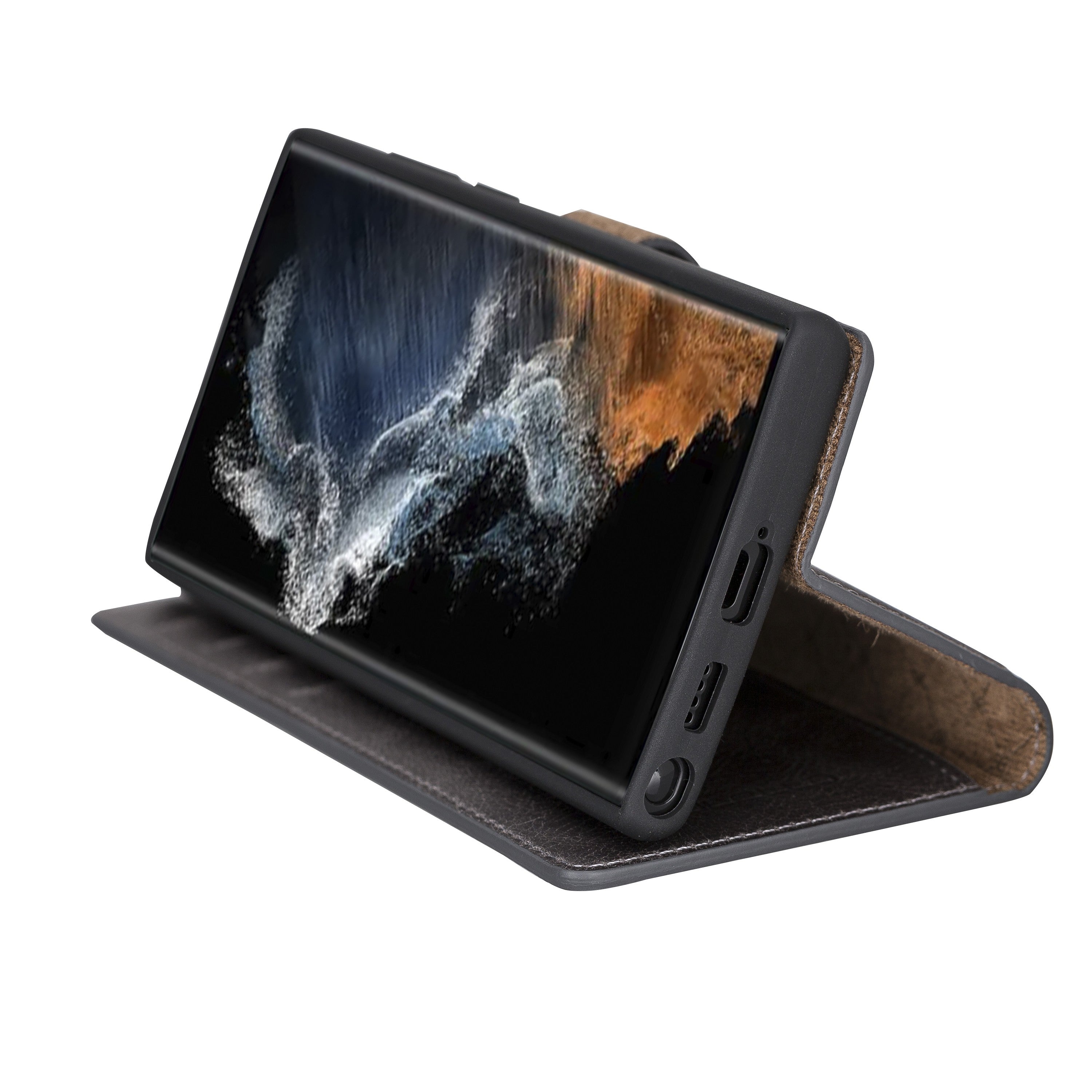 BOULETTA MAGNETISCH ABNEHMBARE LEDERHÜLLE FÜR SAMSUNG GALAXY S22 Ultra - Grau