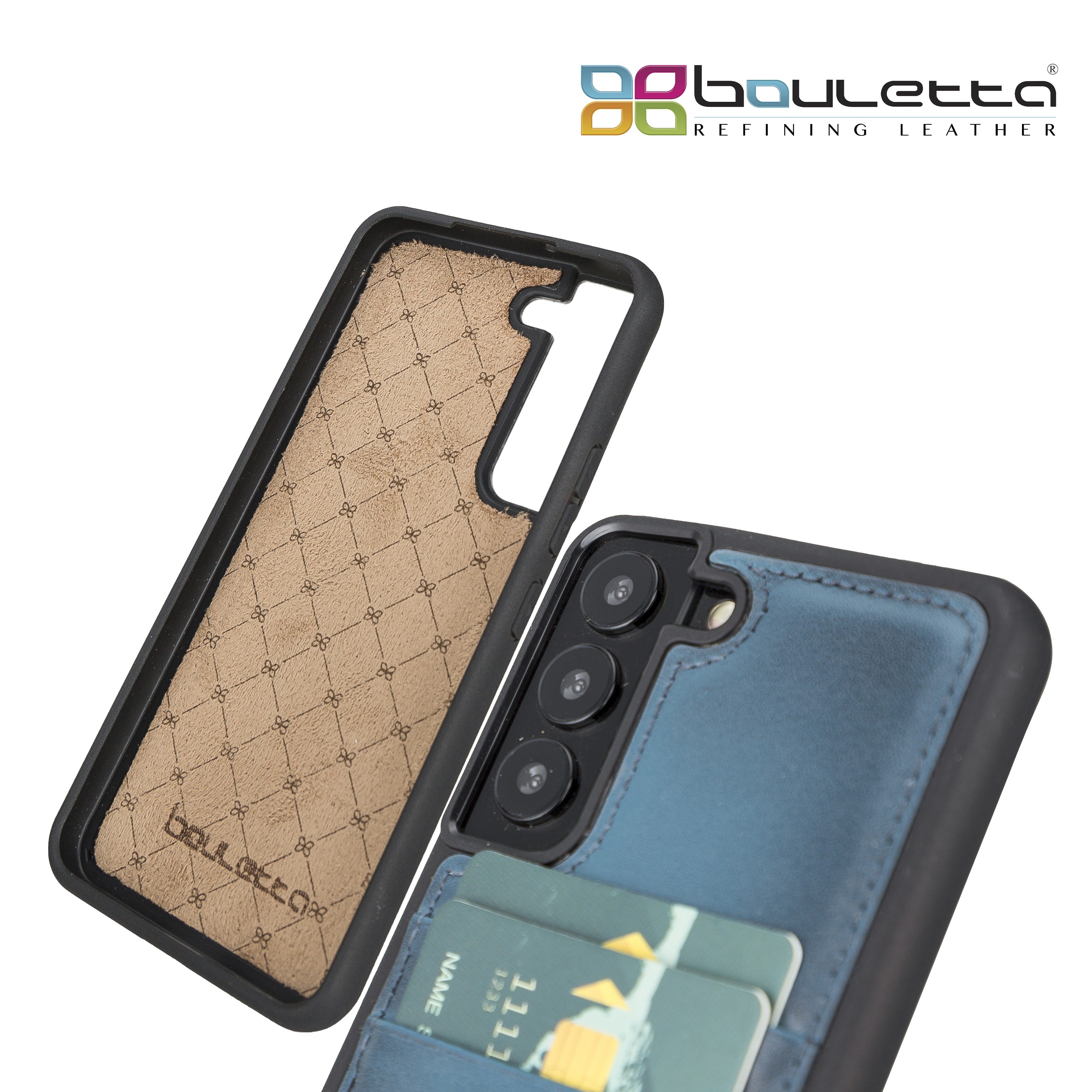 BOULETTA FLEX COVER LEDERHÜLLE MIT KARTENFACH FÜR SAMSUNG GALAXY S22 - Blau