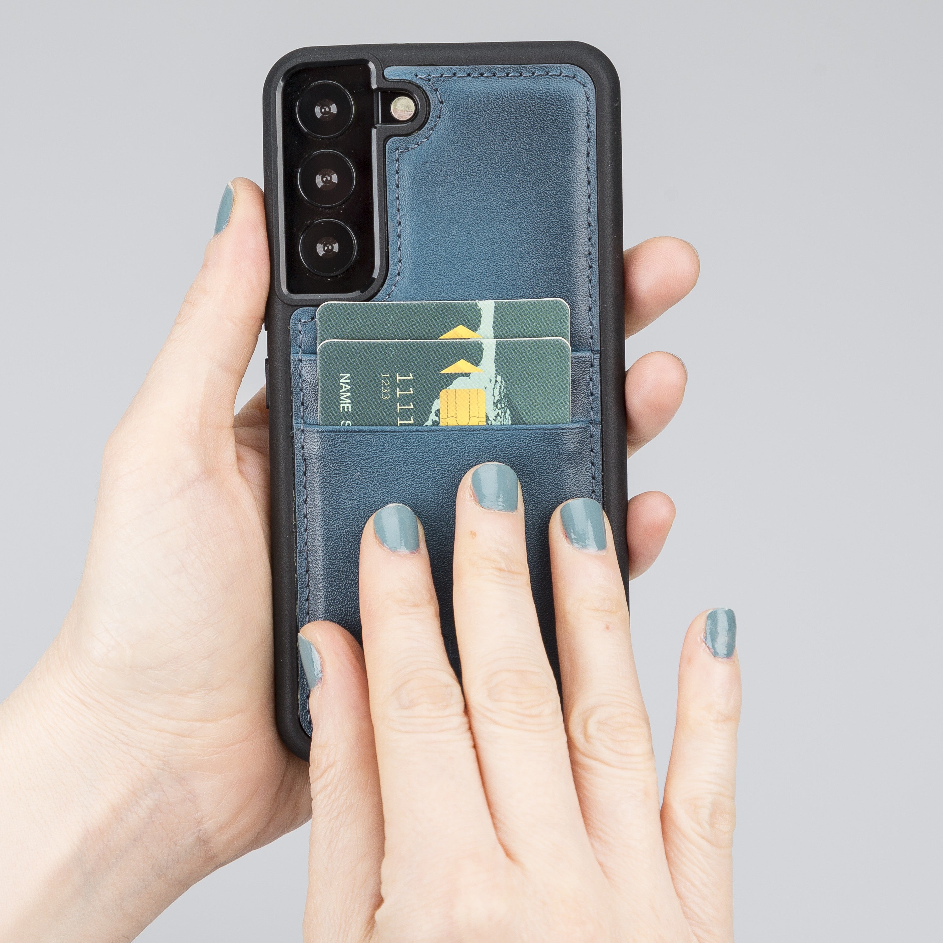 BOULETTA FLEX COVER LEDERHÜLLE MIT KARTENFACH FÜR SAMSUNG GALAXY S22 - Blau