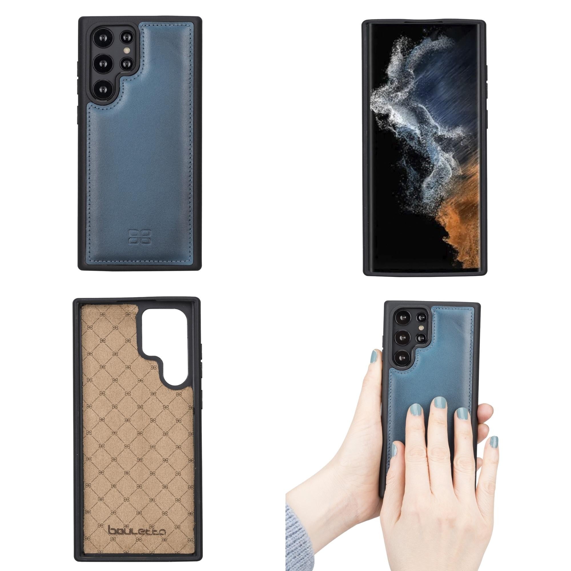 BOULETTA FLEX COVER BACK LEDER CASE FÜR SAMSUNG GALAXY S22 Ultra - Blau