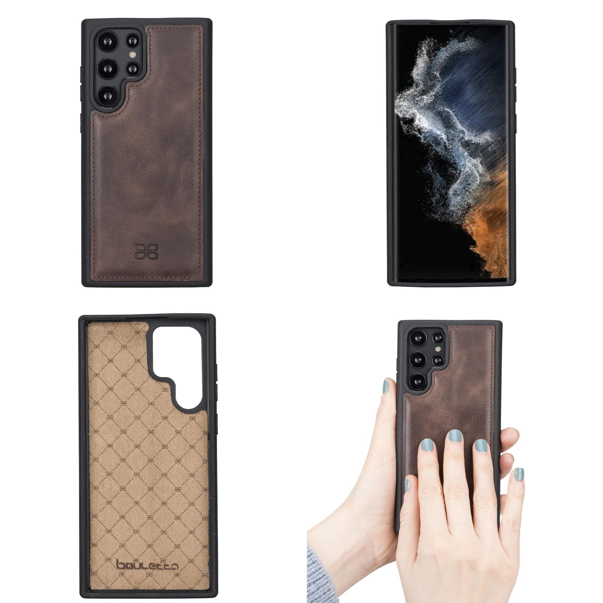 BOULETTA FLEX COVER BACK LEDER CASE FÜR SAMSUNG GALAXY S22 Ultra - Dunkelbraun