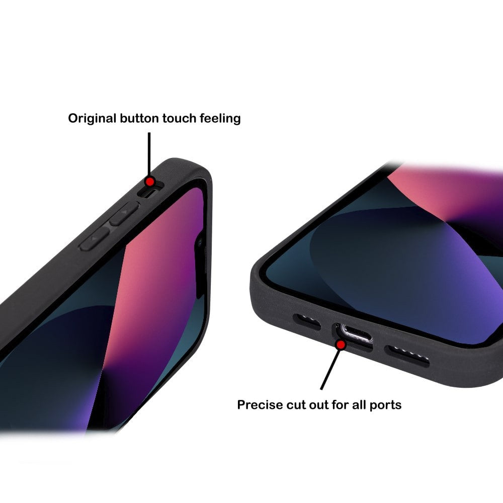 iPhone 14 Plus Bouletta Flex Cover Back Leder Case mit Kartenfach - Schwarz