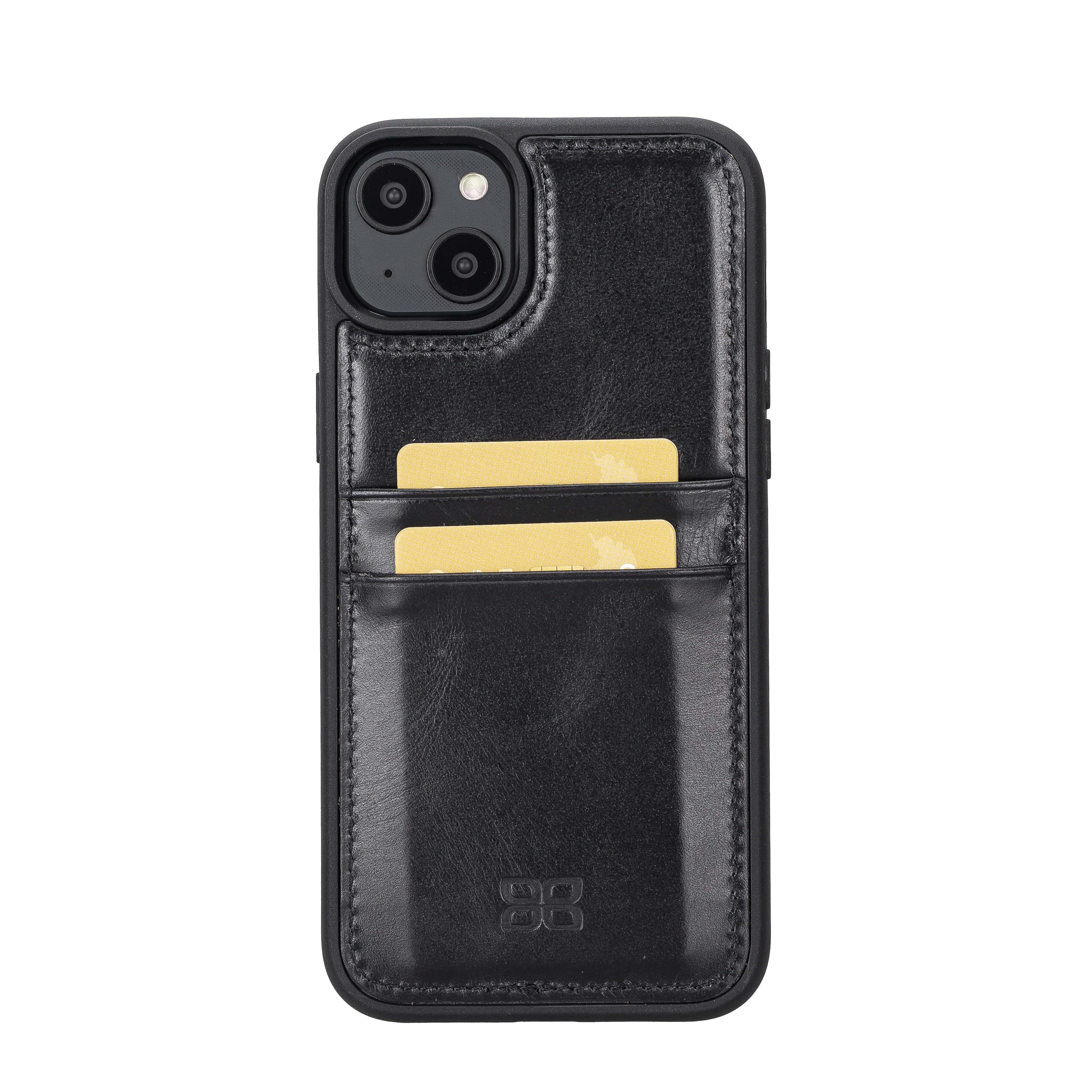 iPhone 14 Plus Bouletta Flex Cover Back Leder Case mit Kartenfach - Schwarz