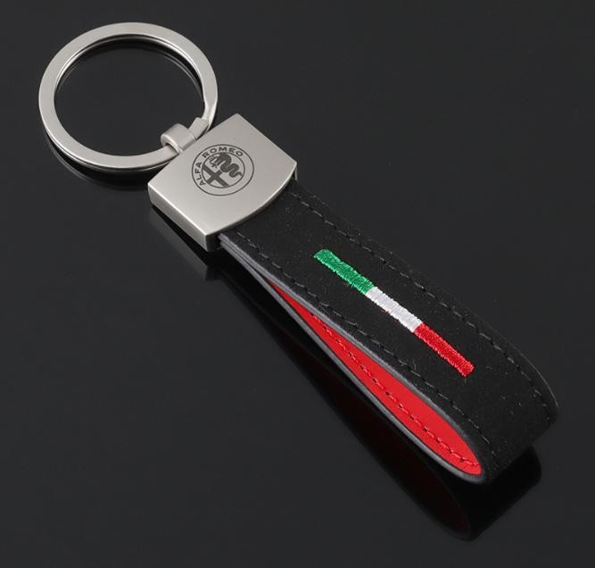 Alfa Romeo Schlüsselanhänger Leder (Auf Wunsch mit Gravur)