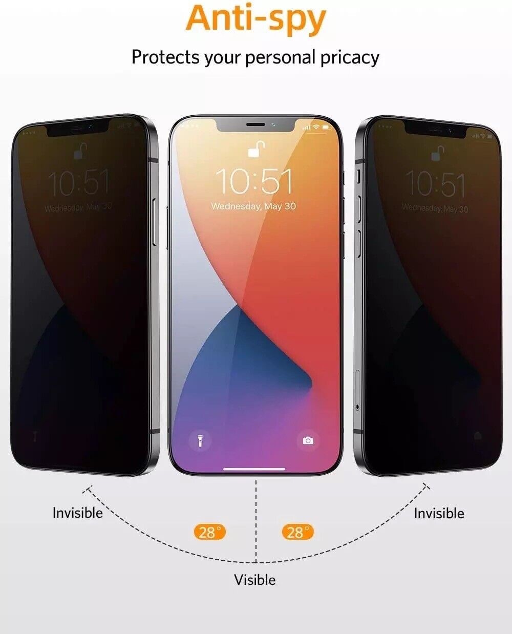 iPhone 13 Privacy Anti-Spy Tempered Panzerglass