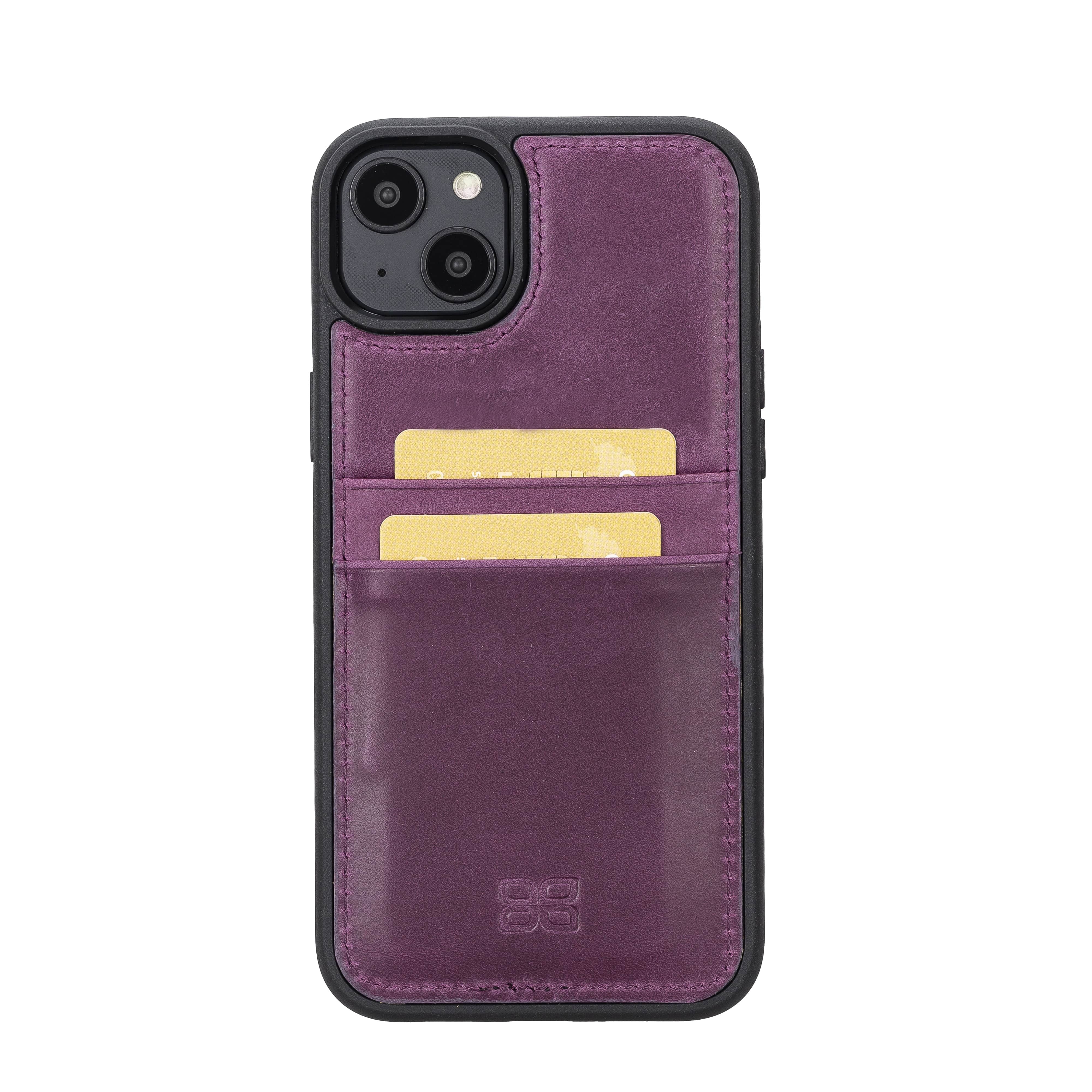 iPhone 14 Bouletta Flex Cover Back Leder Case mit Kartenfach - Lila