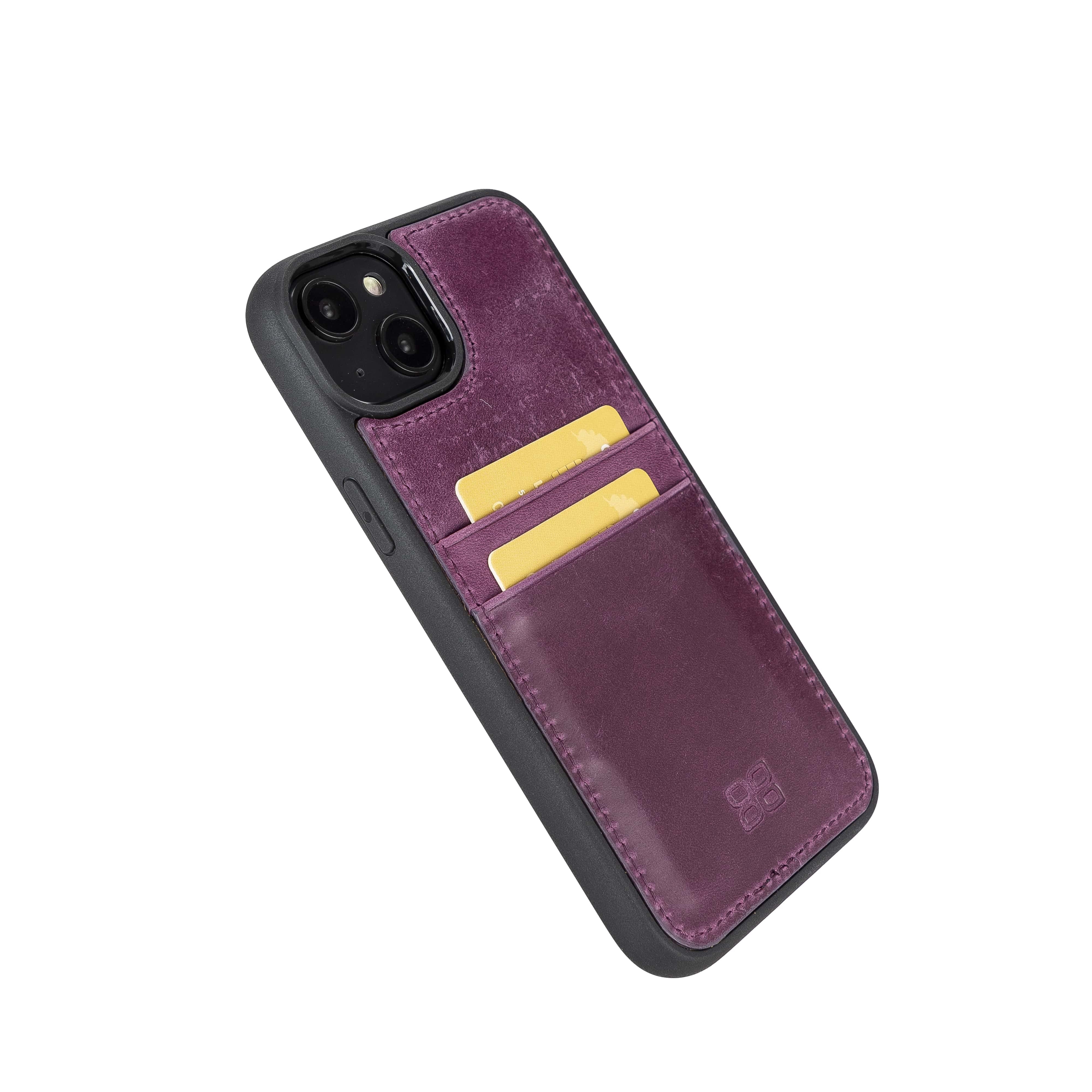 iPhone 14 Bouletta Flex Cover Back Leder Case mit Kartenfach - Lila
