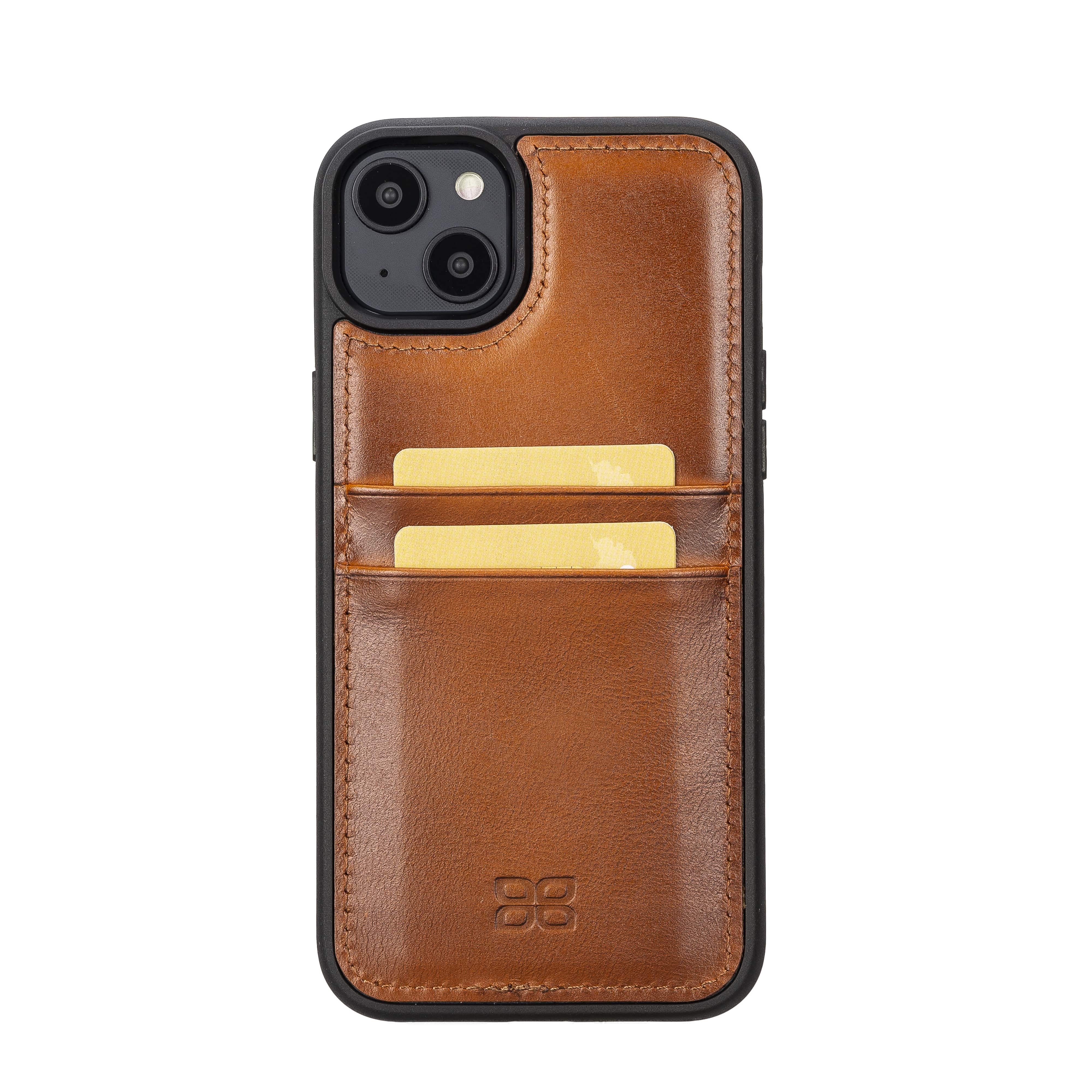 iPhone 14 Bouletta Flex Cover Back Leder Case mit Kartenfach - Braun