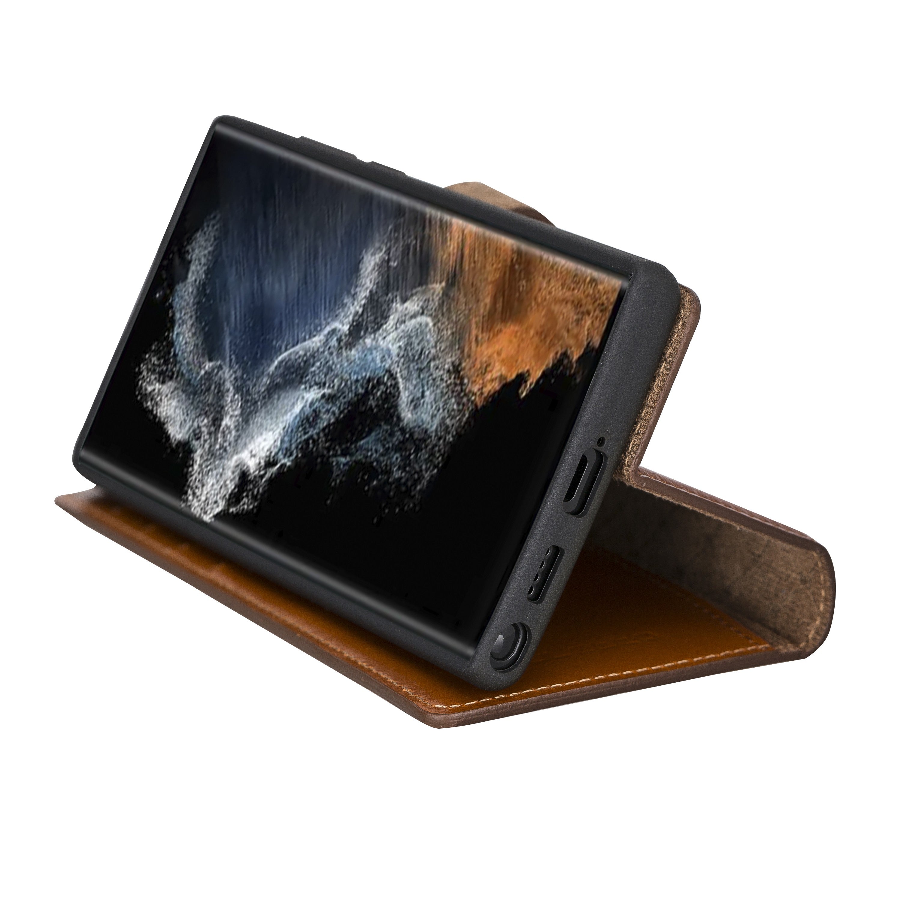 BOULETTA MAGNETISCH ABNEHMBARE LEDERHÜLLE FÜR SAMSUNG GALAXY S23 Ultra - Tan