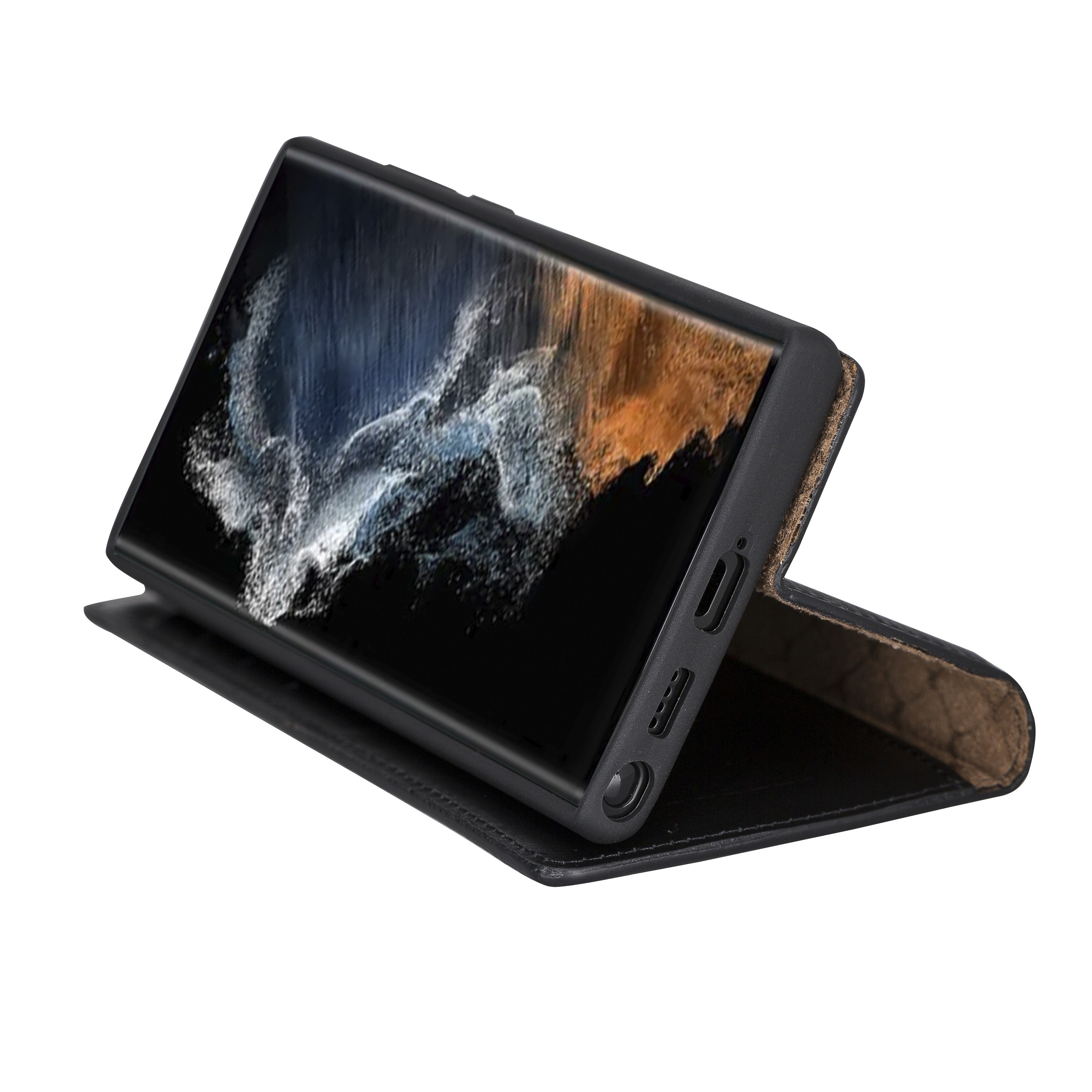 BOULETTA MAGNETISCH ABNEHMBARE LEDERHÜLLE FÜR SAMSUNG GALAXY S23 Ultra - Schwarz