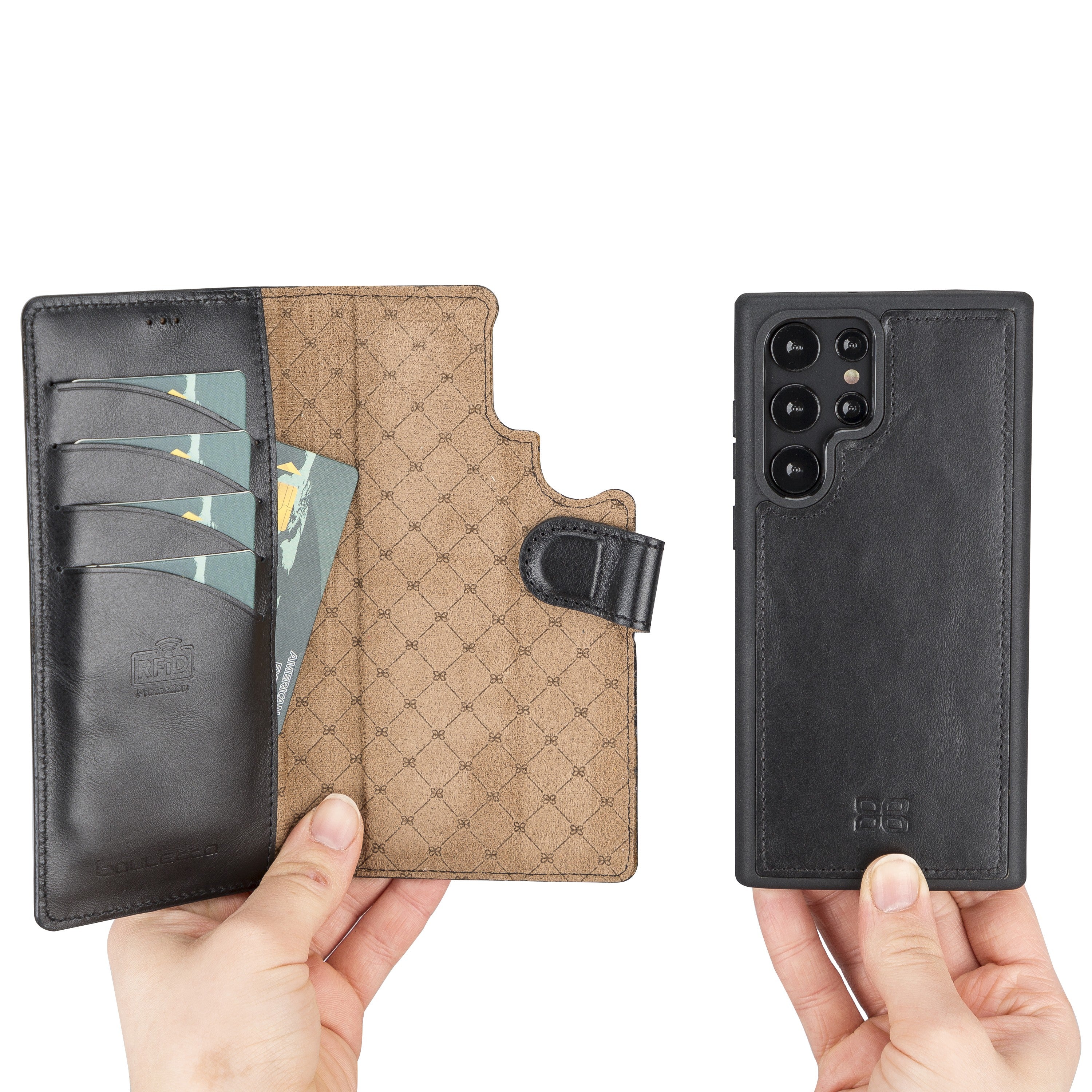 BOULETTA MAGNETISCH ABNEHMBARE LEDERHÜLLE FÜR SAMSUNG GALAXY S23 Ultra - Schwarz