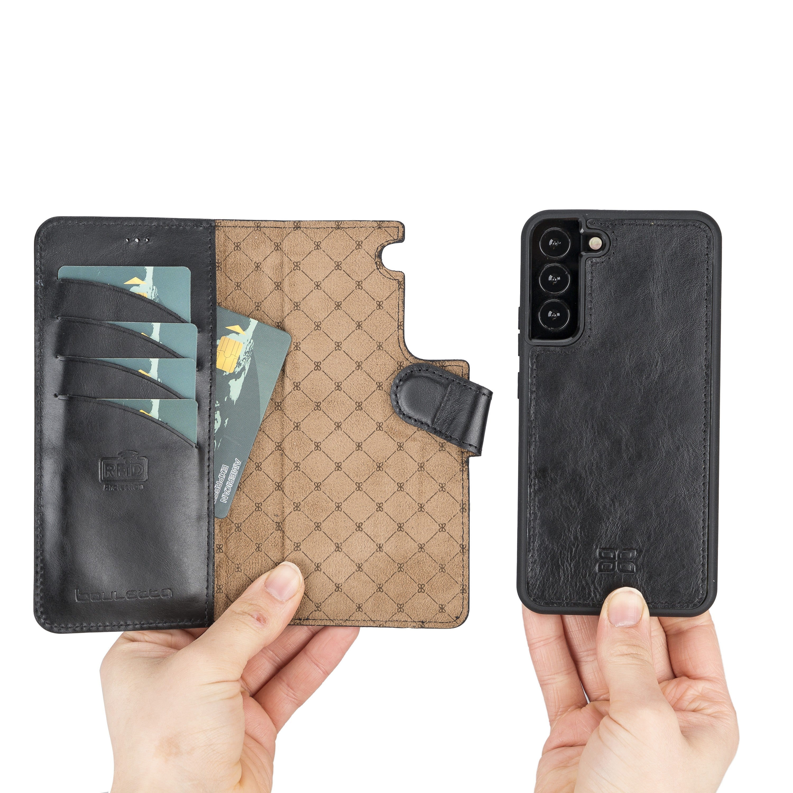 BOULETTA MAGNETISCH ABNEHMBARE LEDERHÜLLE FÜR SAMSUNG GALAXY S23 Plus - Schwarz