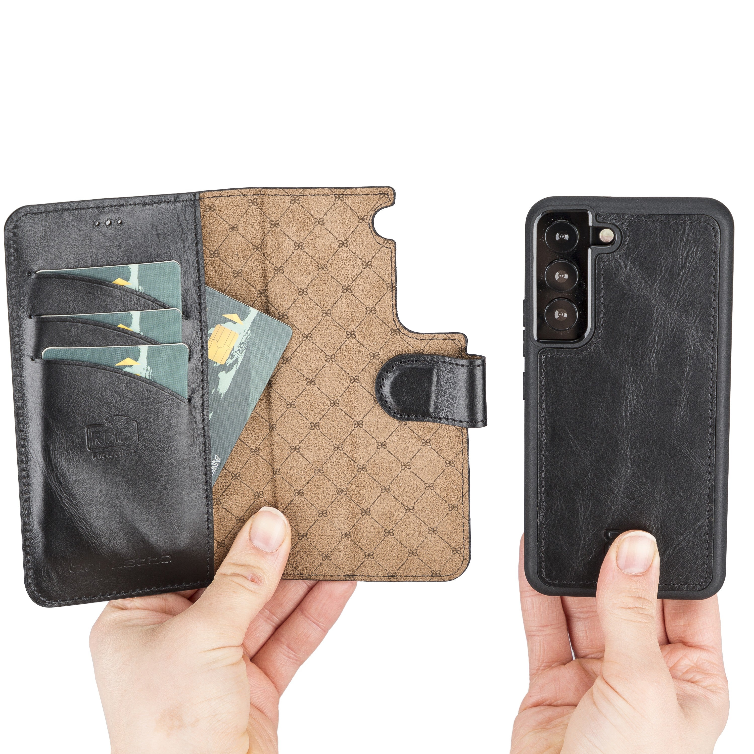 BOULETTA MAGNETISCH ABNEHMBARE LEDERHÜLLE FÜR SAMSUNG GALAXY S23 - Schwarz