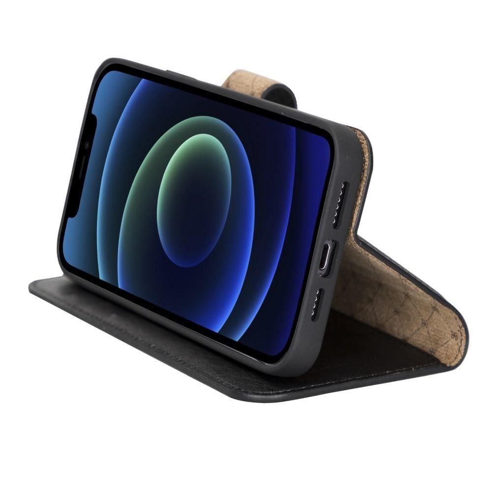 Bouletta Magnetische abnehmbare Handyhülle aus Leder mit RFID-Blocker für iPhone 15 Pro Schwarz