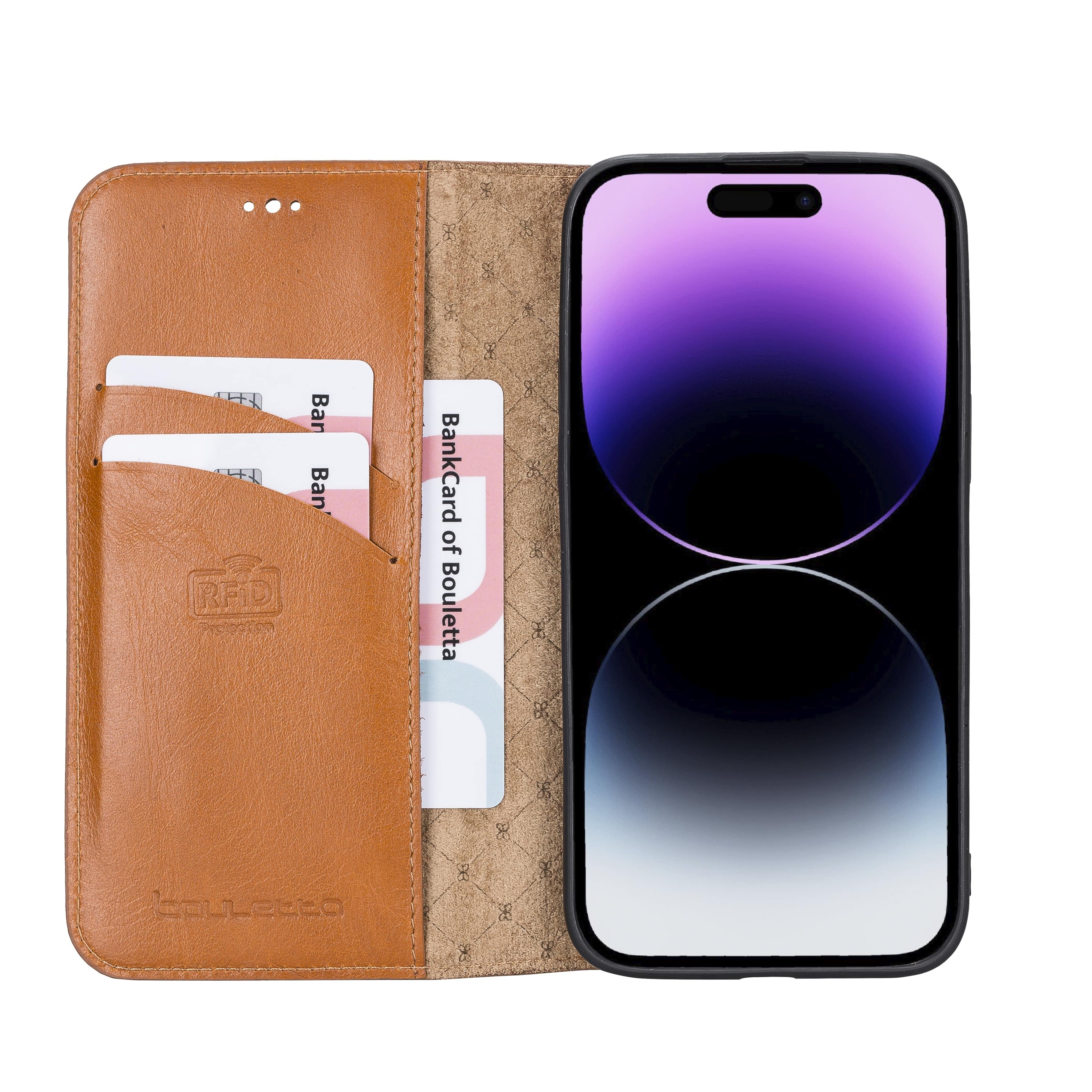 iPhone 14 Pro Bouletta Brooks Leder Slim Etui Tan