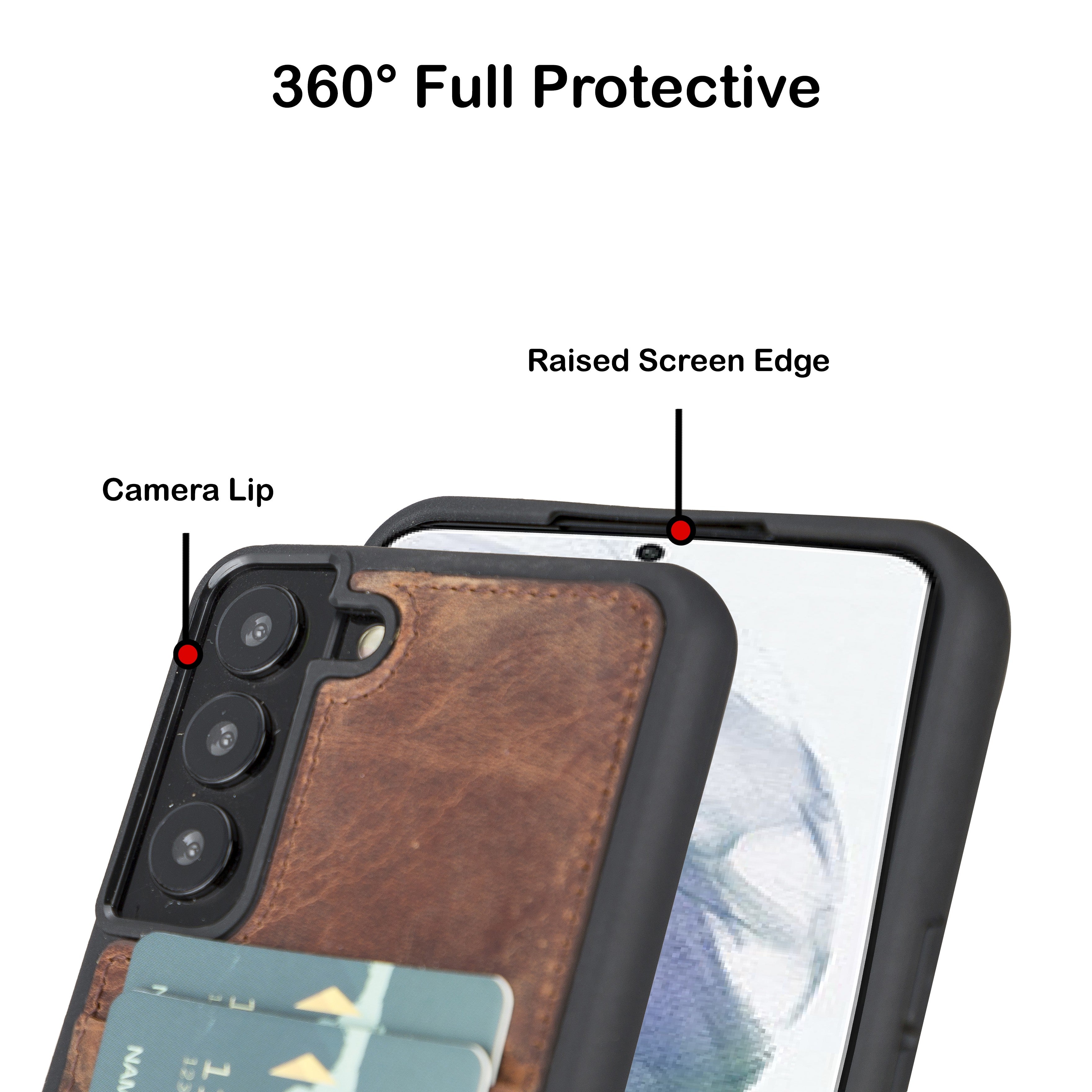 BOULETTA FLEX COVER LEDERHÜLLE MIT KARTENFACH FÜR SAMSUNG GALAXY S23 Plus - Antikbraun
