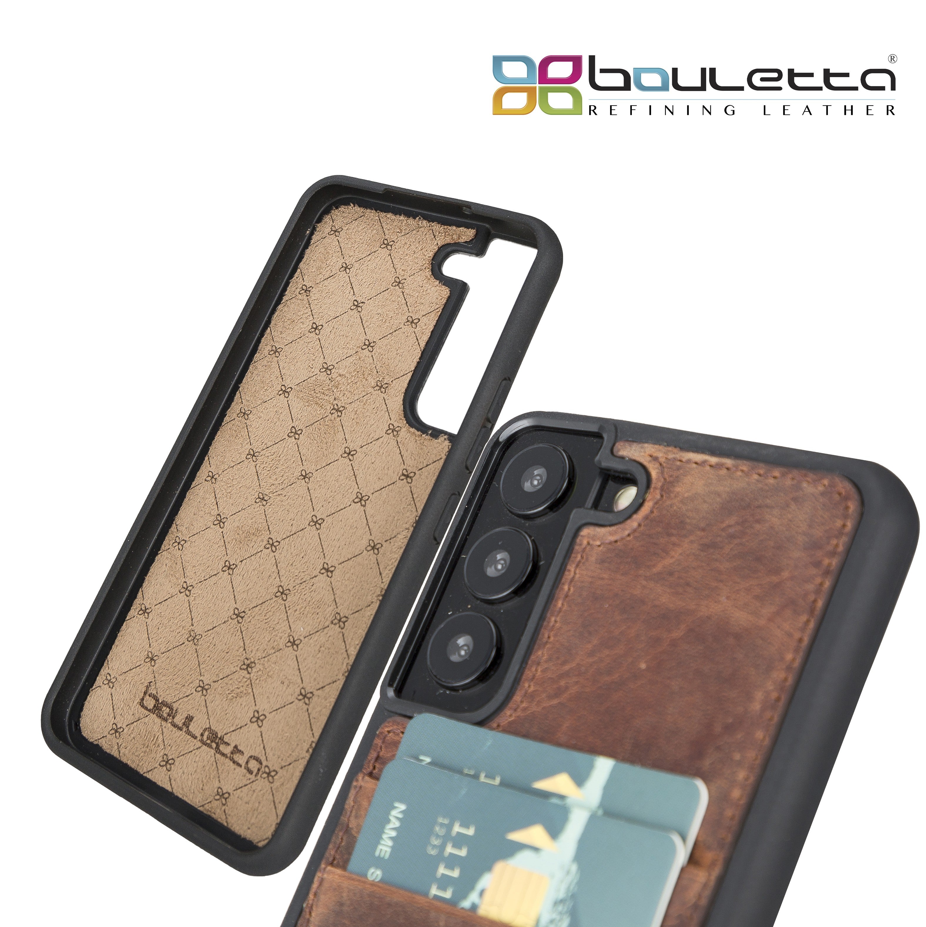 BOULETTA FLEX COVER LEDERHÜLLE MIT KARTENFACH FÜR SAMSUNG GALAXY S23 Plus - Antikbraun