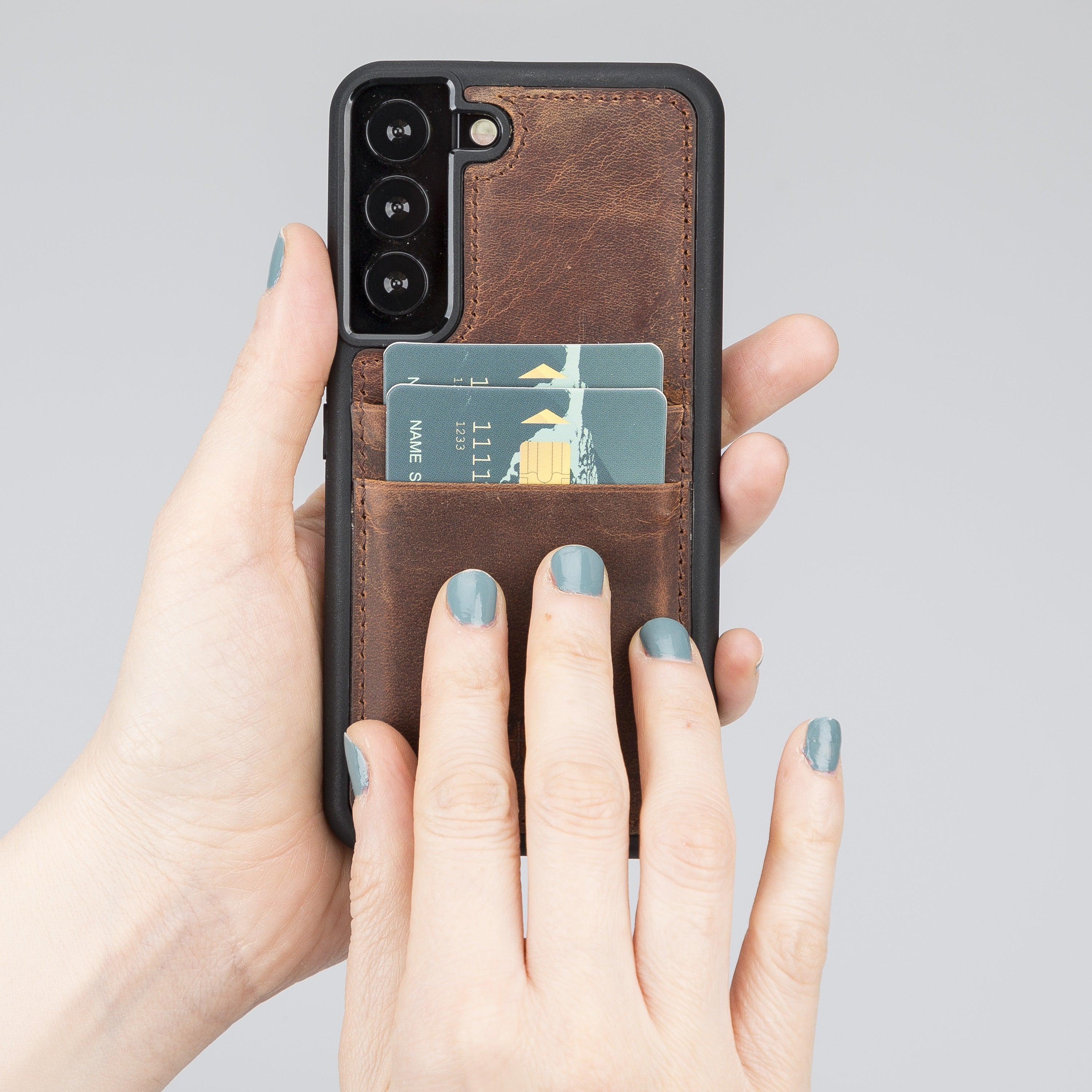 BOULETTA FLEX COVER LEDERHÜLLE MIT KARTENFACH FÜR SAMSUNG GALAXY S23 Plus - Antikbraun