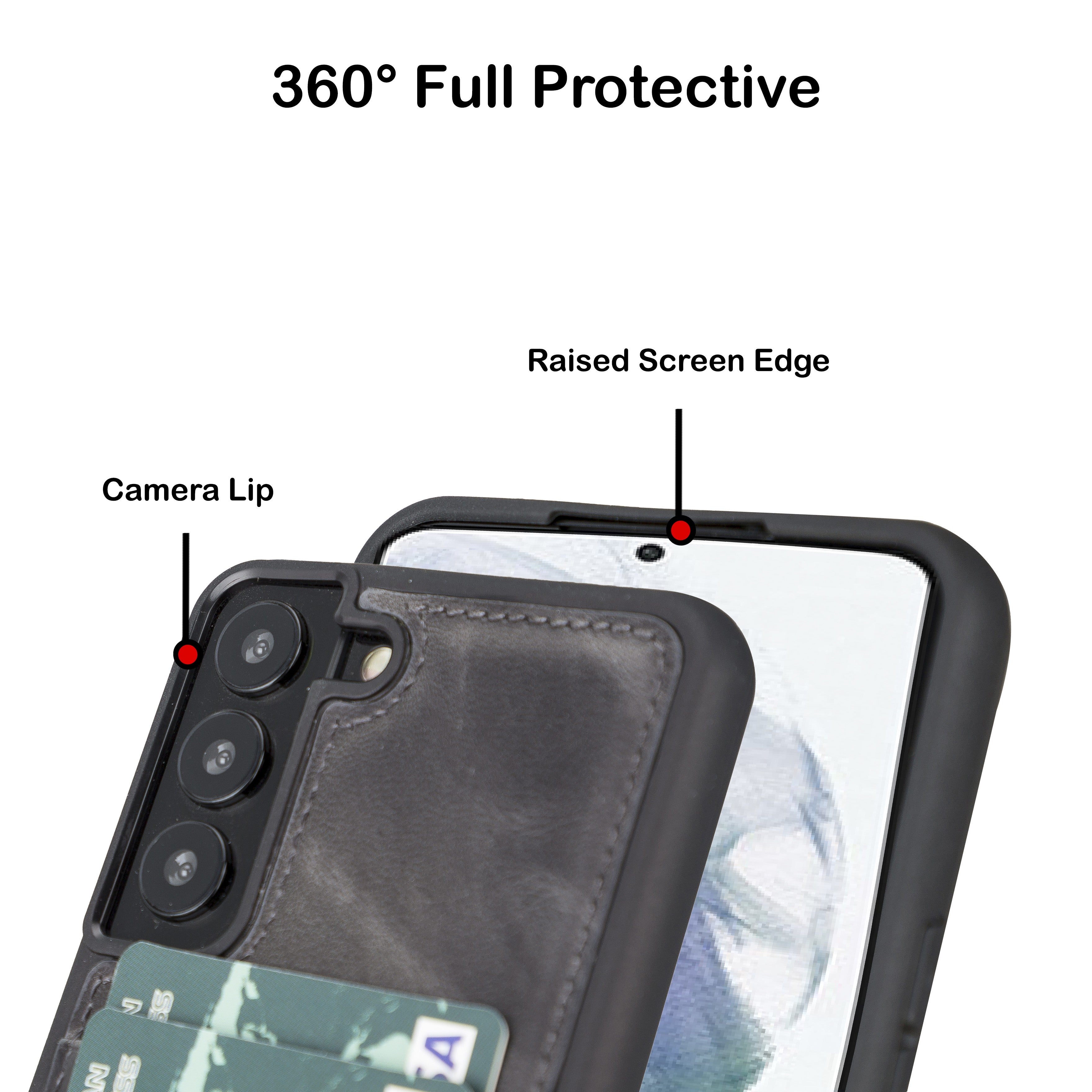 BOULETTA FLEX COVER LEDERHÜLLE MIT KARTENFACH FÜR SAMSUNG GALAXY S23 Plus - Grau