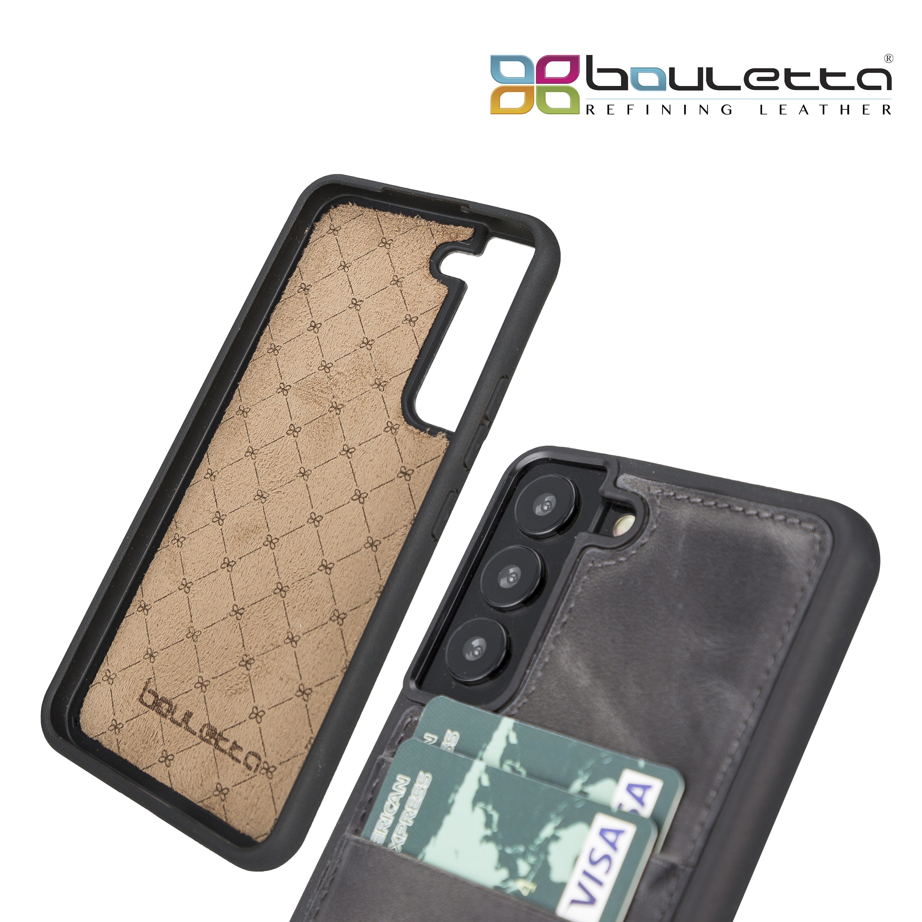 BOULETTA FLEX COVER LEDERHÜLLE MIT KARTENFACH FÜR SAMSUNG GALAXY S23 Plus - Grau