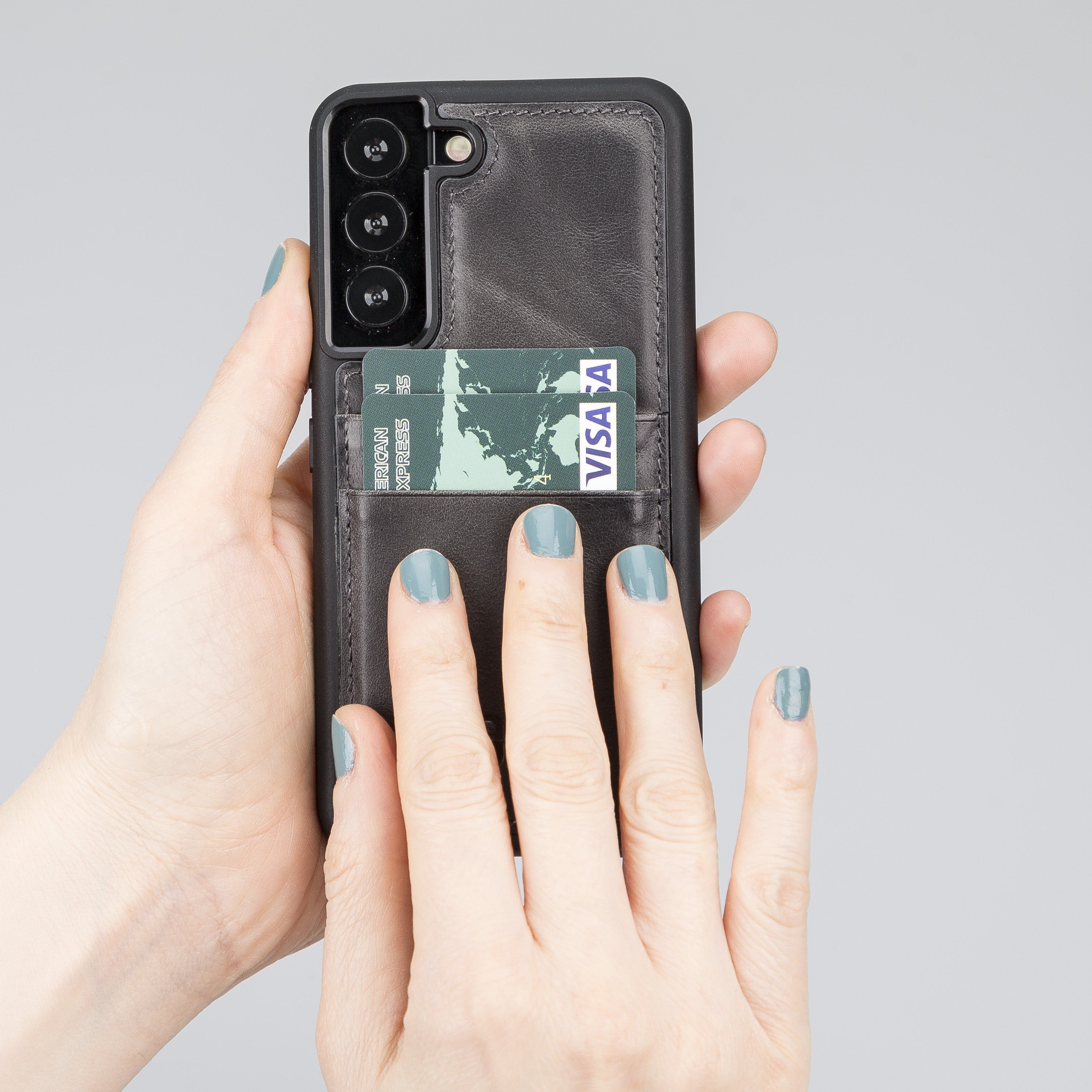 BOULETTA FLEX COVER LEDERHÜLLE MIT KARTENFACH FÜR SAMSUNG GALAXY S23 Plus - Grau
