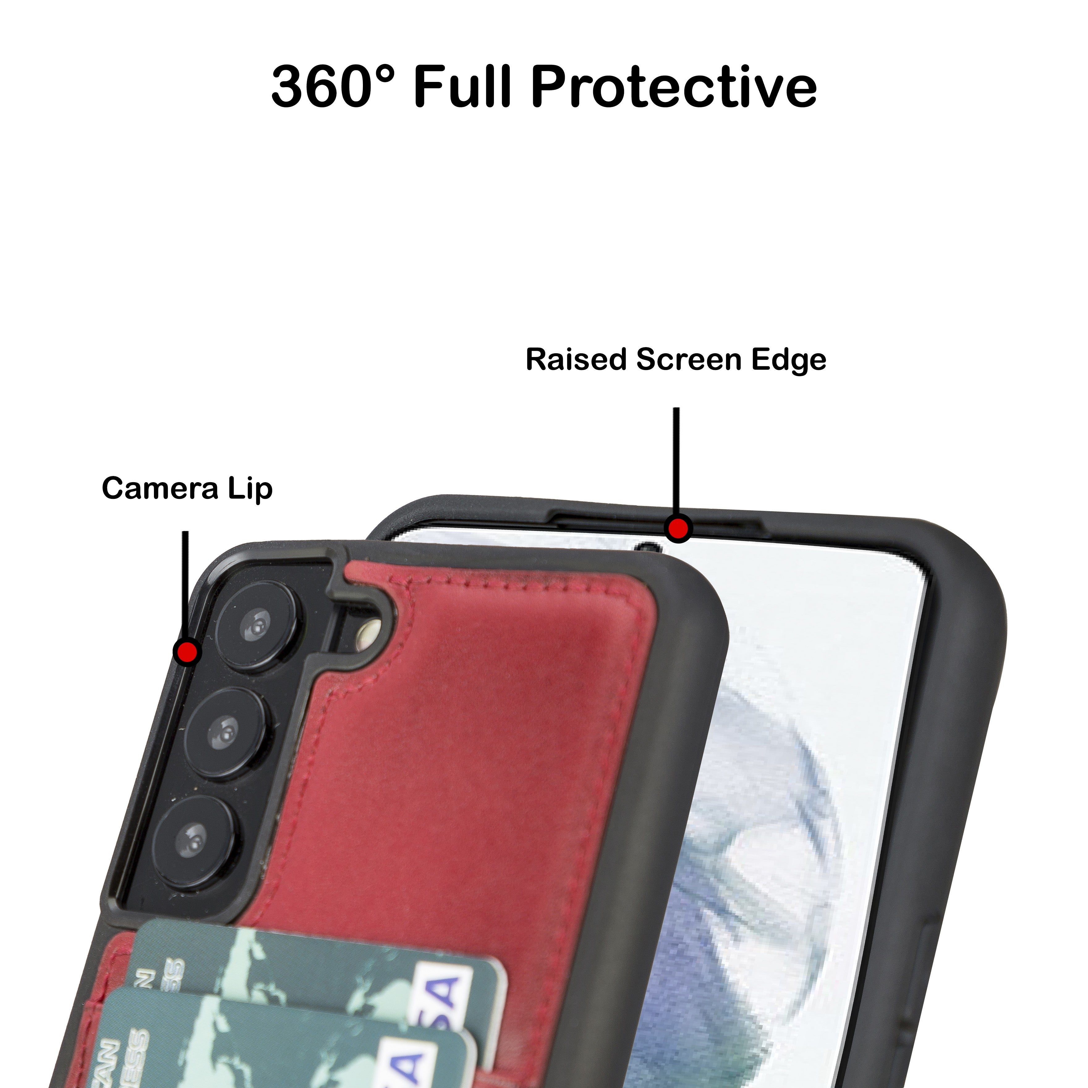 BOULETTA FLEX COVER LEDERHÜLLE MIT KARTENFACH FÜR SAMSUNG GALAXY S23 Plus- Rot