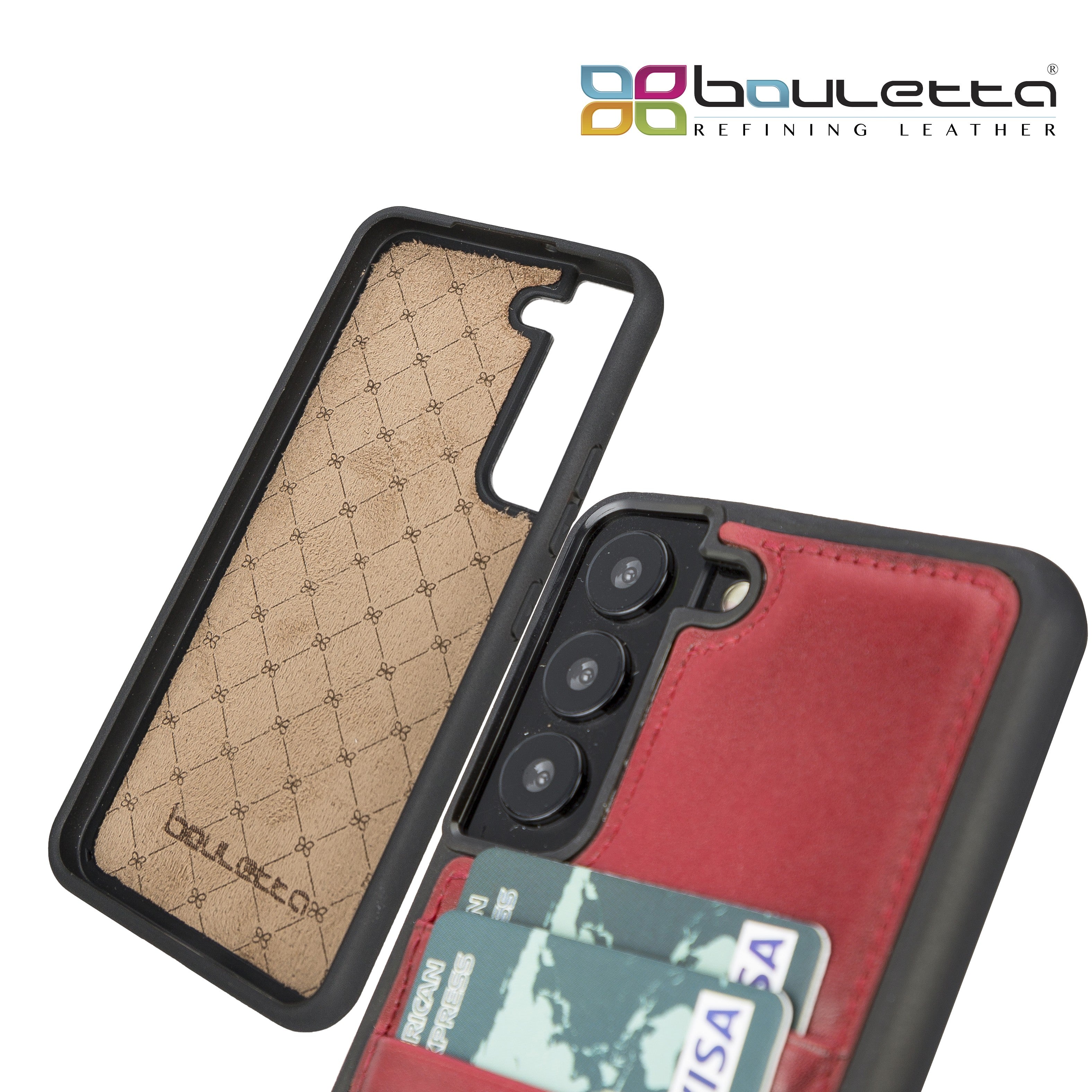 BOULETTA FLEX COVER LEDERHÜLLE MIT KARTENFACH FÜR SAMSUNG GALAXY S23 Plus- Rot