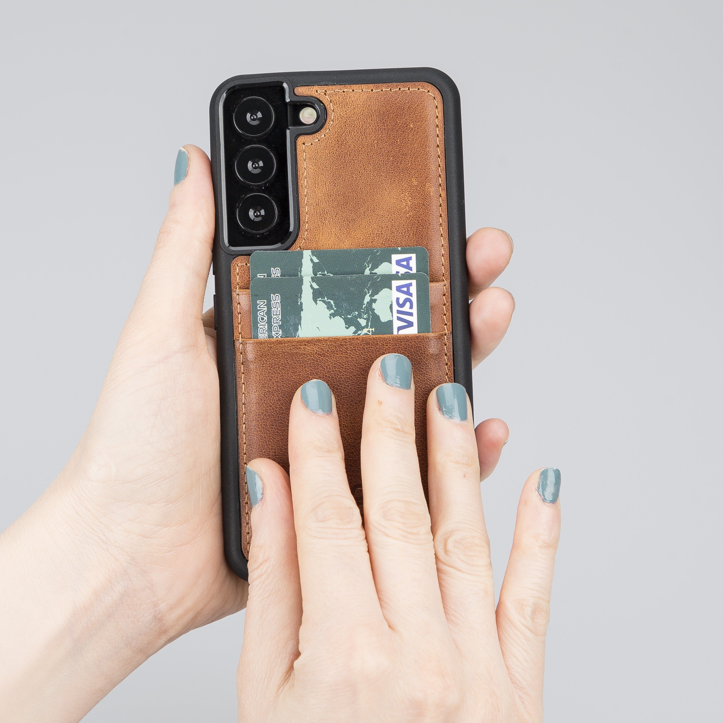 BOULETTA FLEX COVER LEDERHÜLLE MIT KARTENFACH FÜR SAMSUNG GALAXY S23 Plus- Vegetal Tan