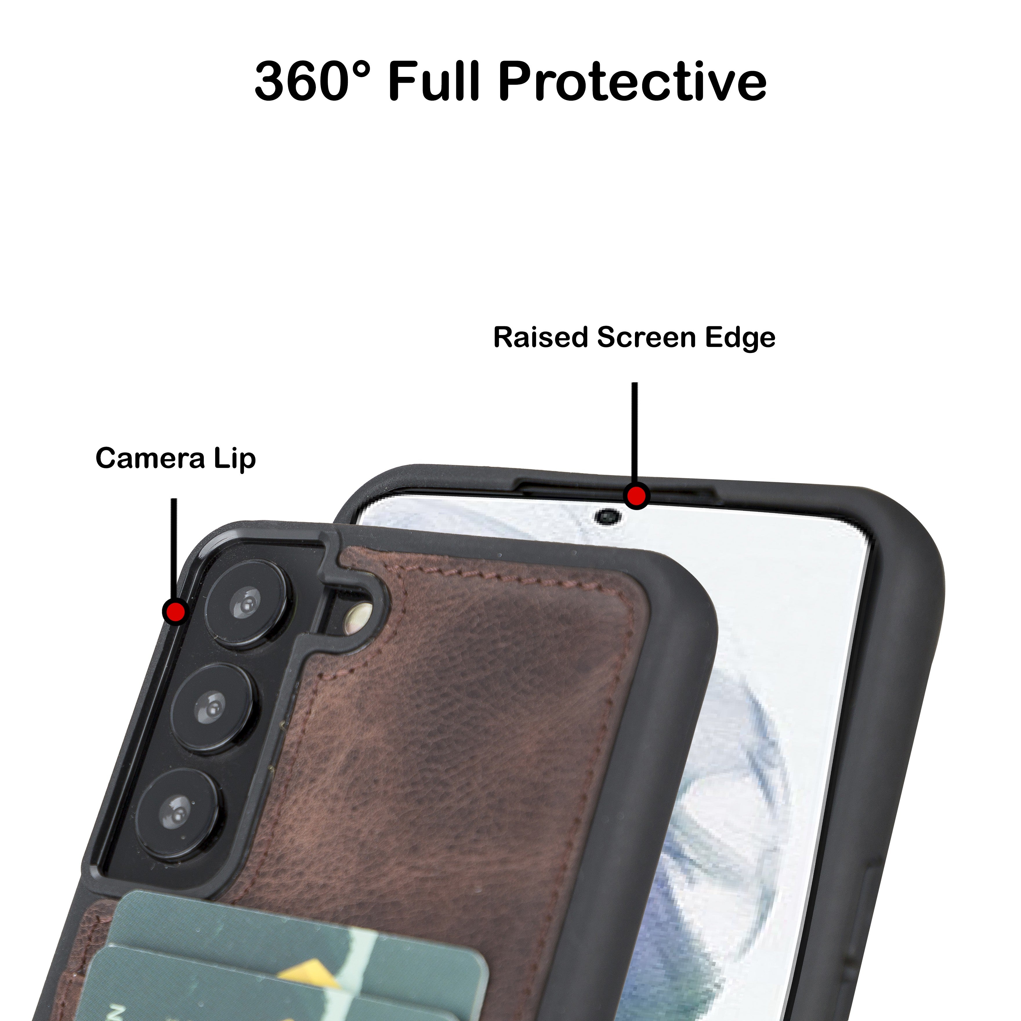 BOULETTA FLEX COVER LEDERHÜLLE MIT KARTENFACH FÜR SAMSUNG GALAXY S23 Plus - Dunkelbraun