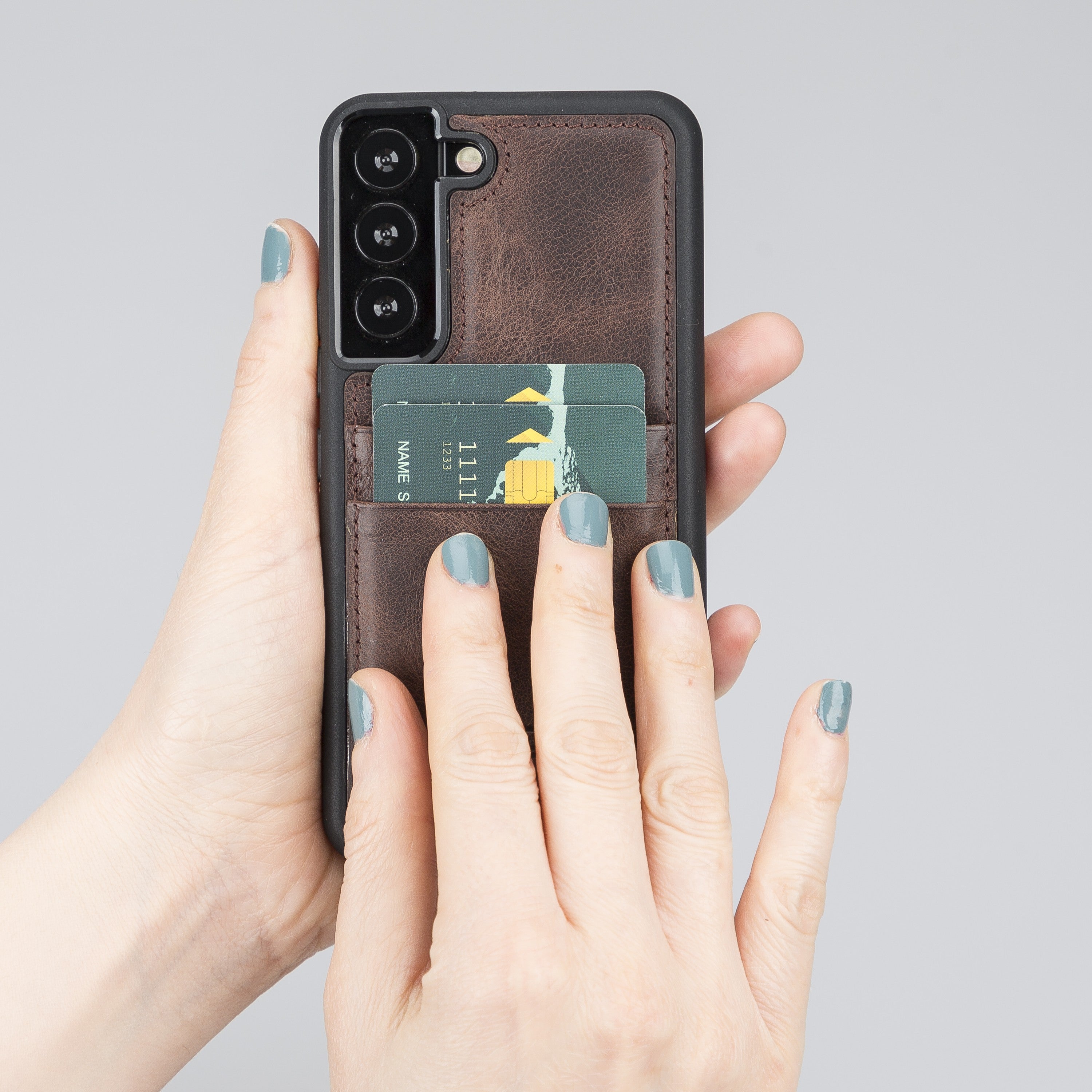 BOULETTA FLEX COVER LEDERHÜLLE MIT KARTENFACH FÜR SAMSUNG GALAXY S23 Plus - Dunkelbraun