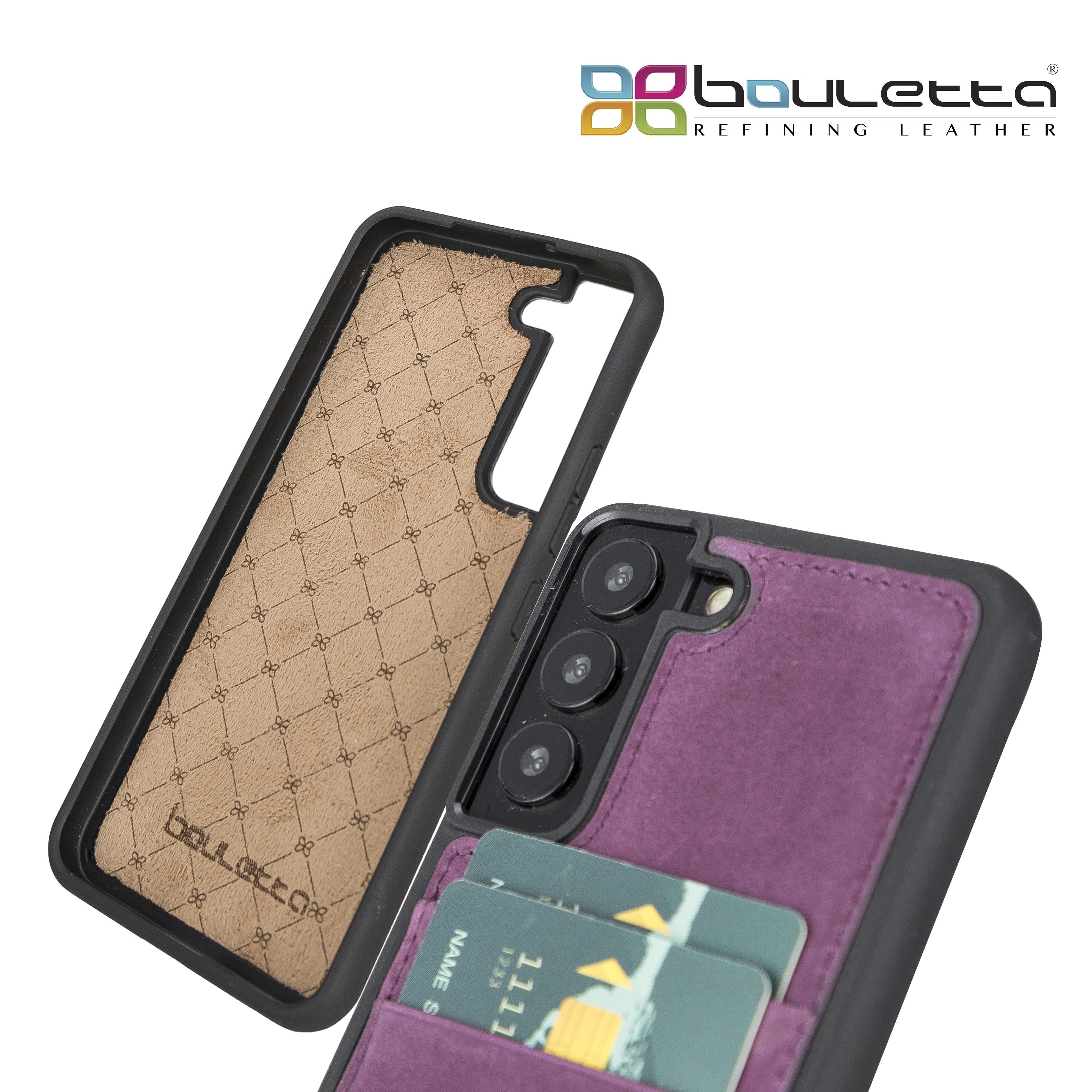BOULETTA FLEX COVER LEDERHÜLLE MIT KARTENFACH FÜR SAMSUNG GALAXY S23 Plus - Lila
