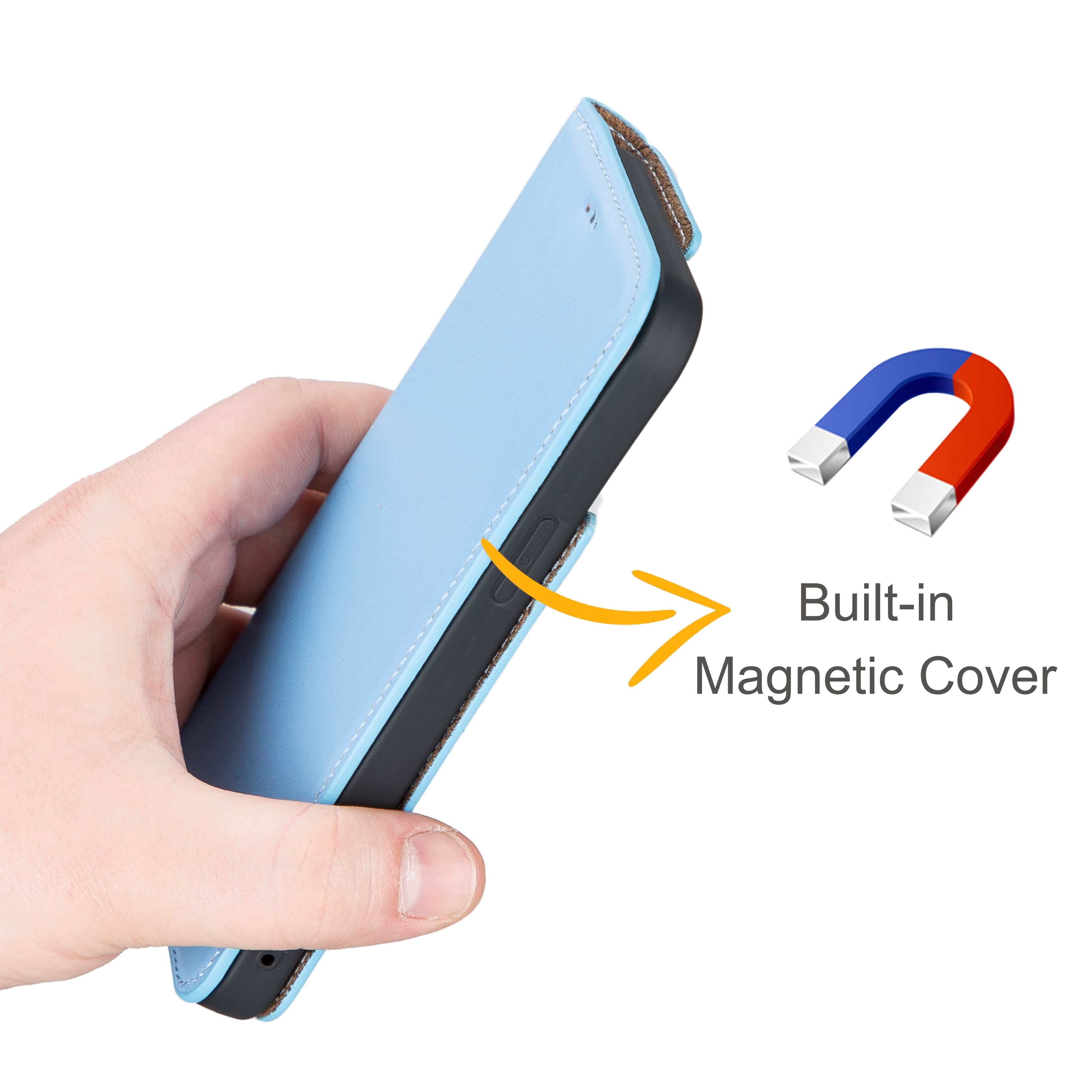 iPhone 13 Pro Max Bouletta Brooks Leder Slim Etui Himmelblau
