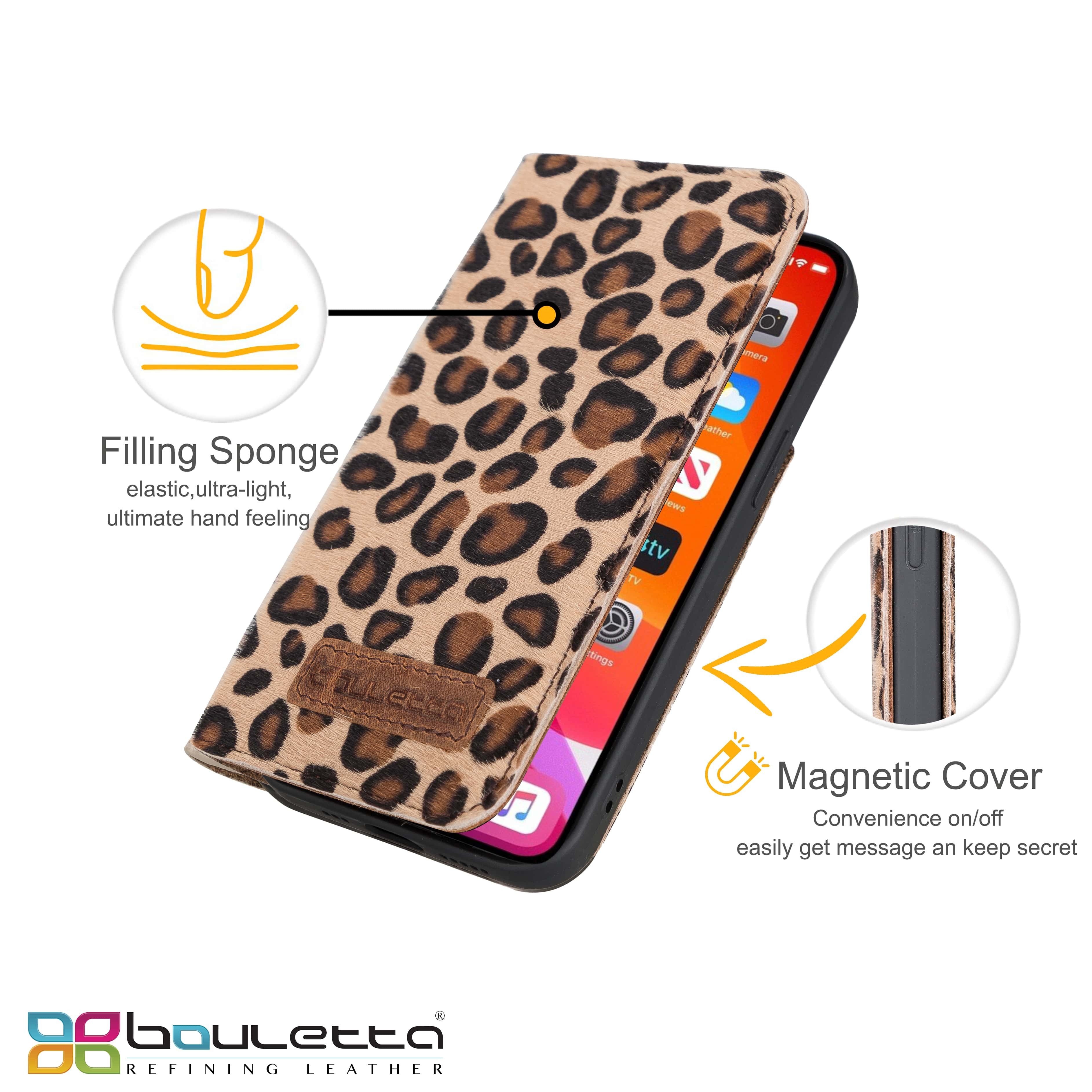 iPhone 13 Pro Max Bouletta Brooks Leder Slim Etui Leopard