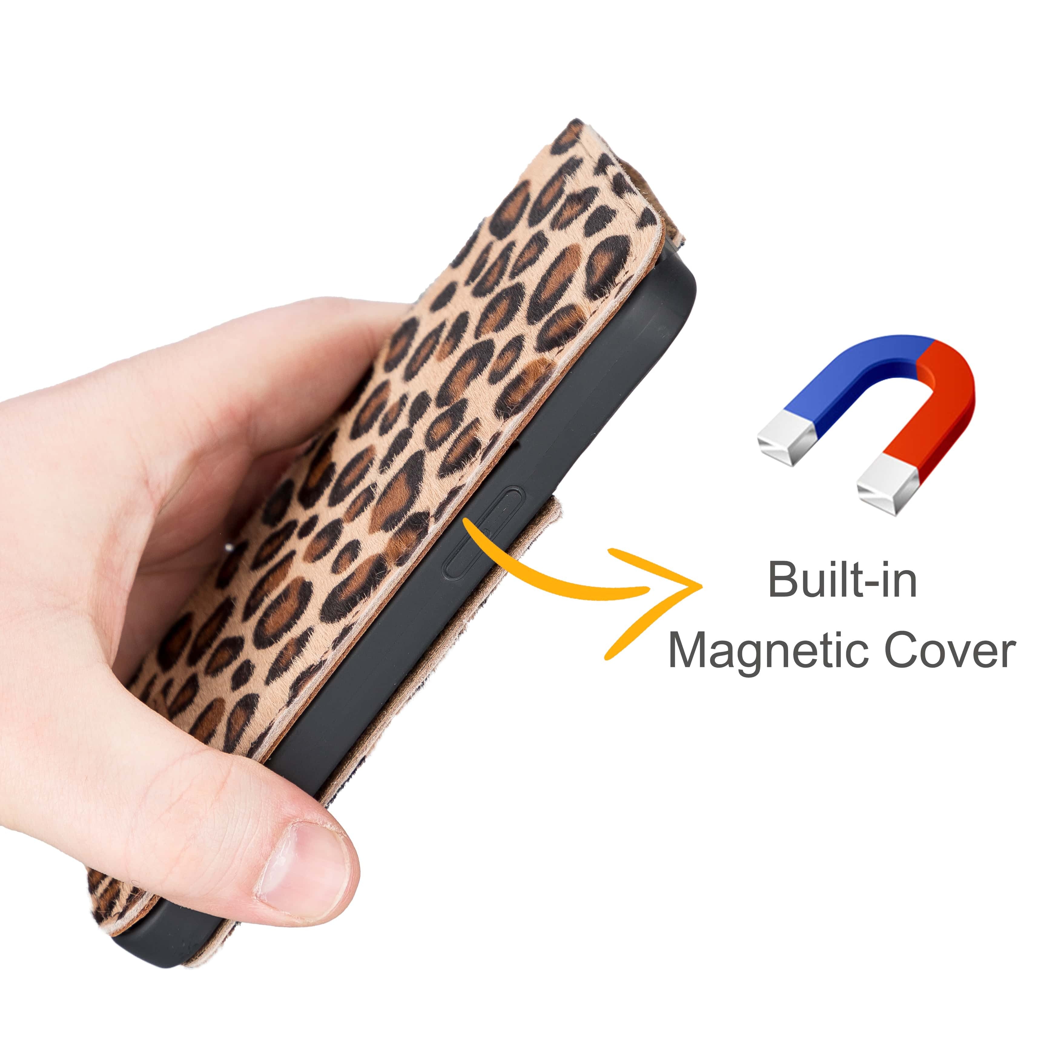 iPhone 13 Pro Max Bouletta Brooks Leder Slim Etui Leopard