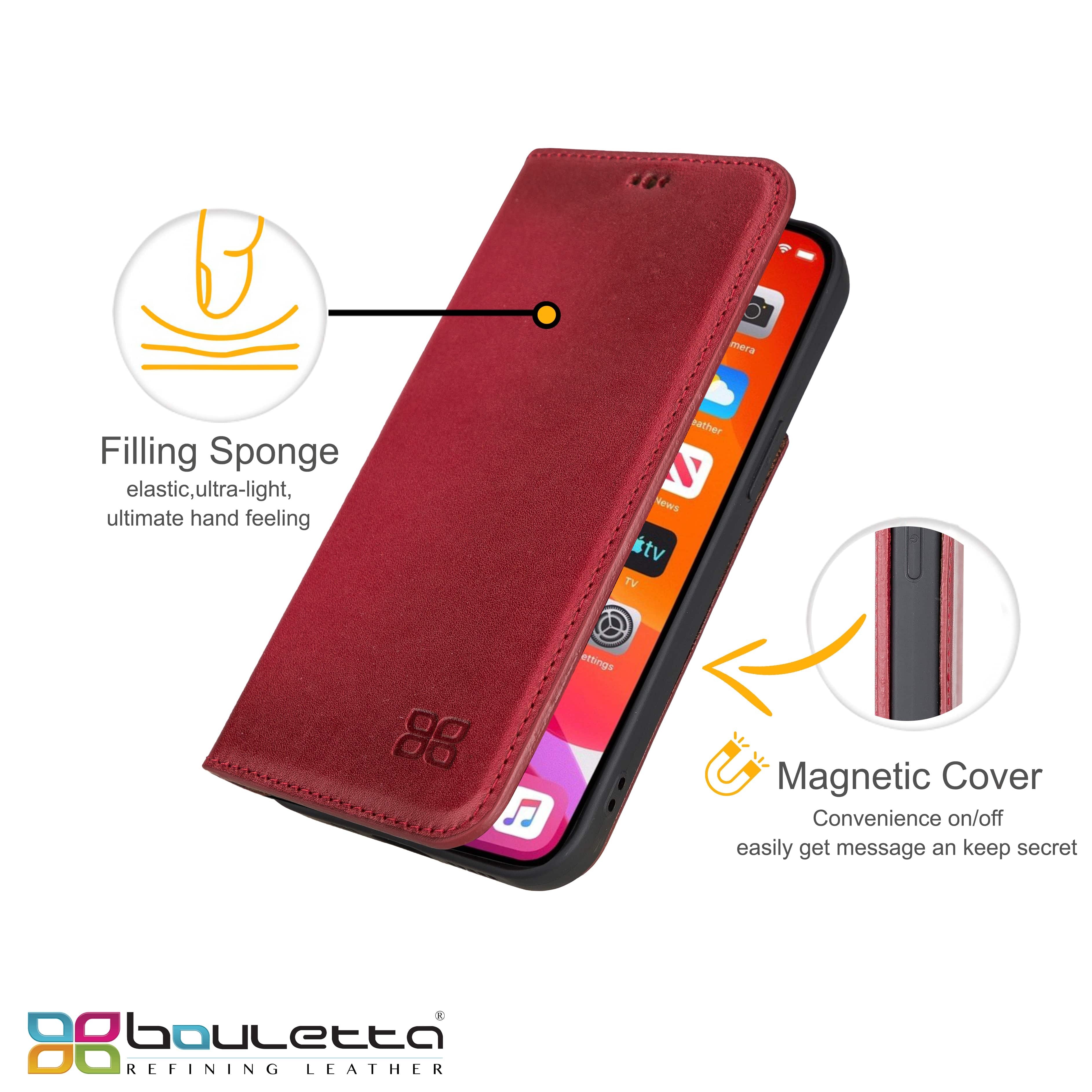 iPhone 13 Pro Max Bouletta Brooks Leder Slim Etui Rot
