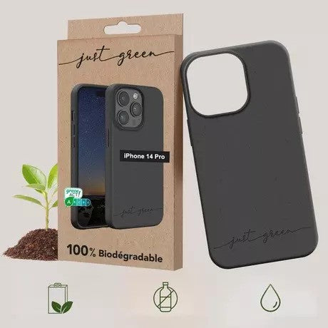 Apple iPhone 14 Pro 100% biologisch abbaubare Handyhülle von Just Green – Schwarz