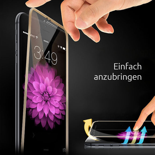 Gold 9H Panzer Schutzfolie Alu-Rand iPhone 6+ 6s Plus