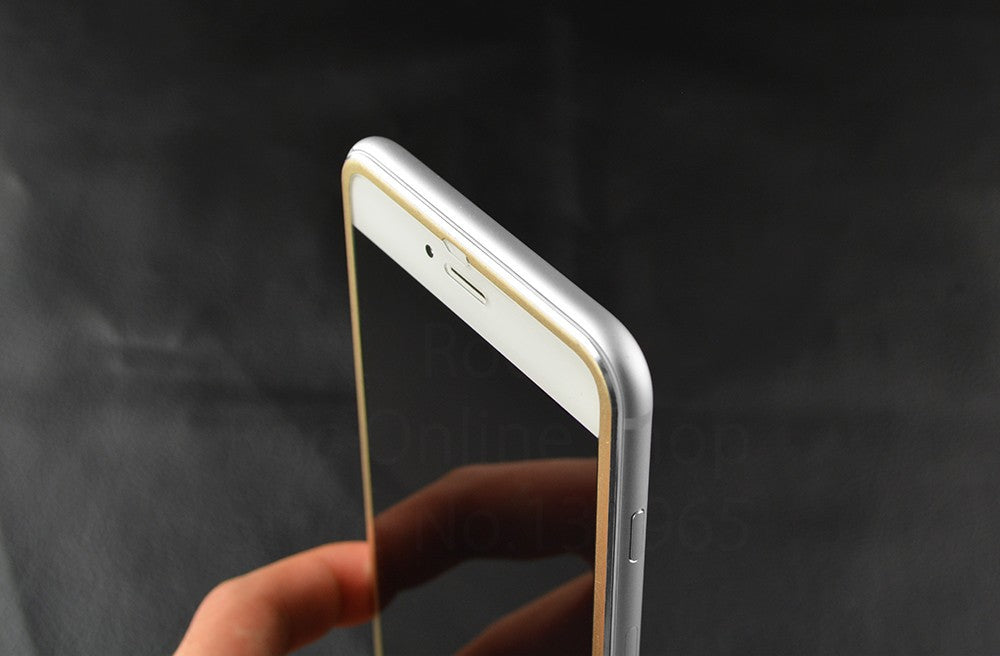 Gold 9H Panzer Schutzfolie Alu-Rand iPhone 6+ 6s Plus