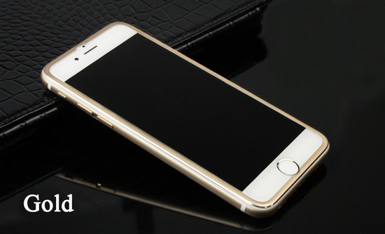 Gold 9H Panzer Schutzfolie Alu-Rand iPhone 6+ 6s Plus