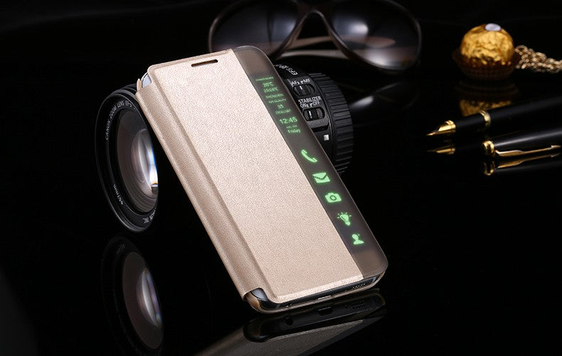 Gold Flip Tasche mit Nachrichten Fenster Galaxy S6