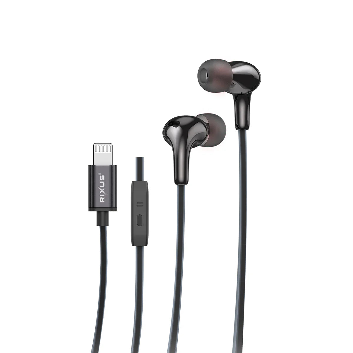 Rixus RXHD27L, Stereo In-Ear Lightning Kopfhörer (Pop-Up Fenster) Schwarz