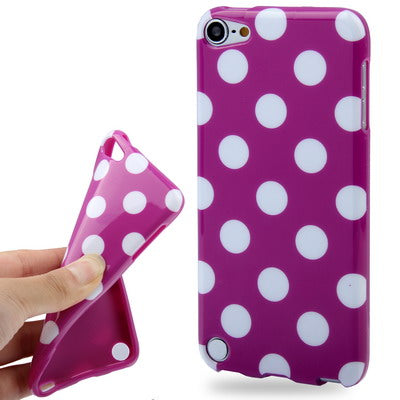 Lila Weiss gepunktet TPU Gel Schutzhülle iPod Touch 5 G