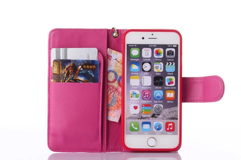 Book Wallet Flip Leder Tasche Hülle mit Kartenfach Rosa
