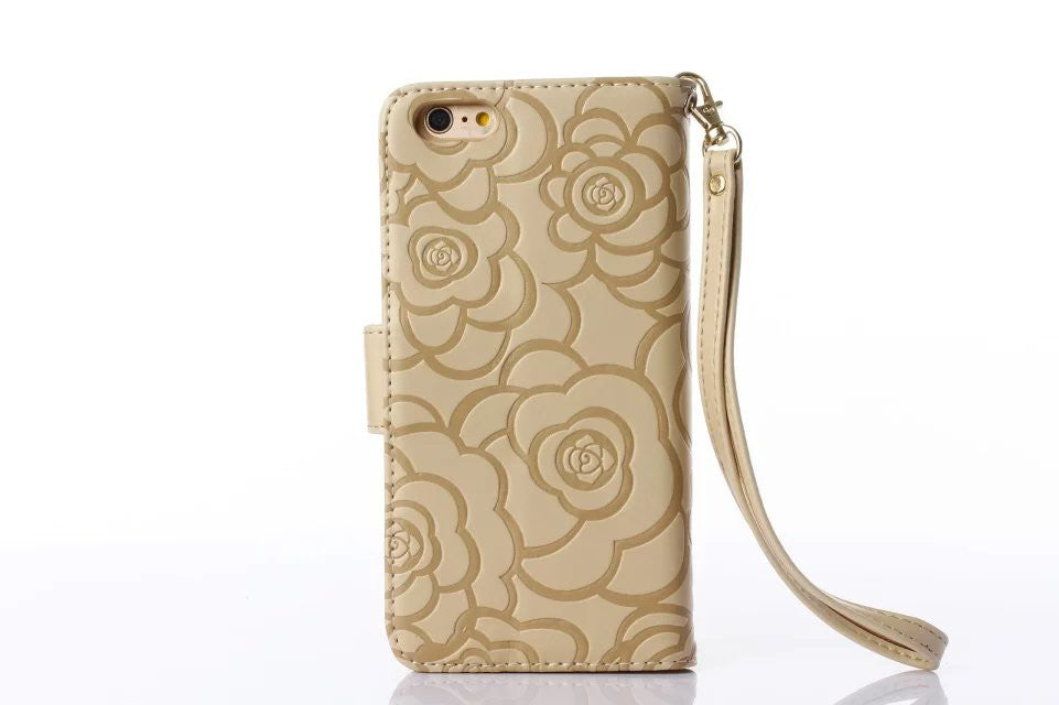 Book Wallet Flip Leder Tasche Hülle mit Kartenfach Gold