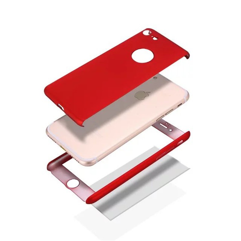 Rot 360° Full Cover Case iPhone 7 Plus + Panzerglas