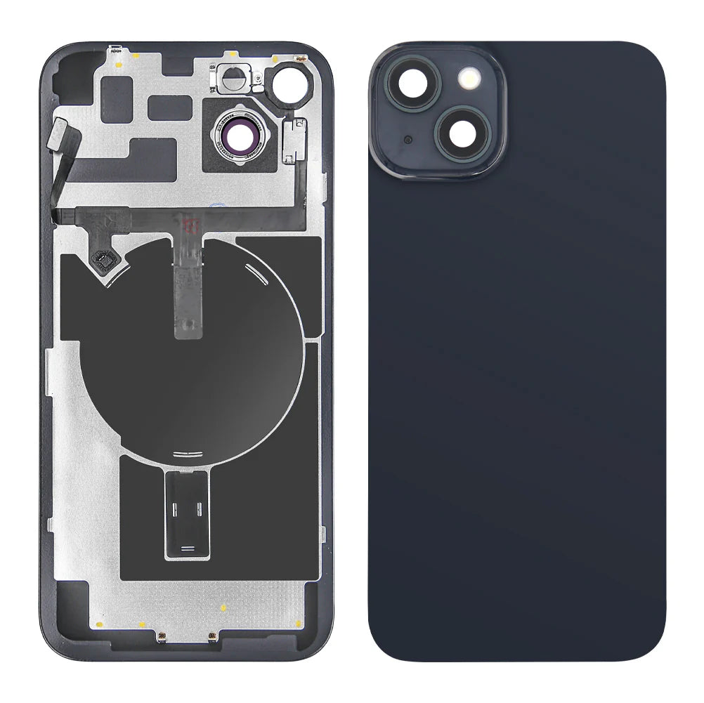 iPhone 14 Plus Rückglas (Mitternacht Schwarz, Violet, Weiss, Braun, Gelb, Rot) mit integrierter NFC-Antenne und vergrössertem Kamerarahmen