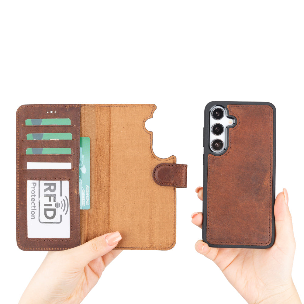 Echtleder-Wallet-Hülle (Samsung Galaxy S25 Plus) - Phonebazaar