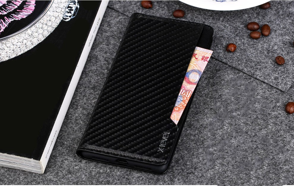 Gewebte Leder Book Hülle iPhone 7 Plus Schwarz